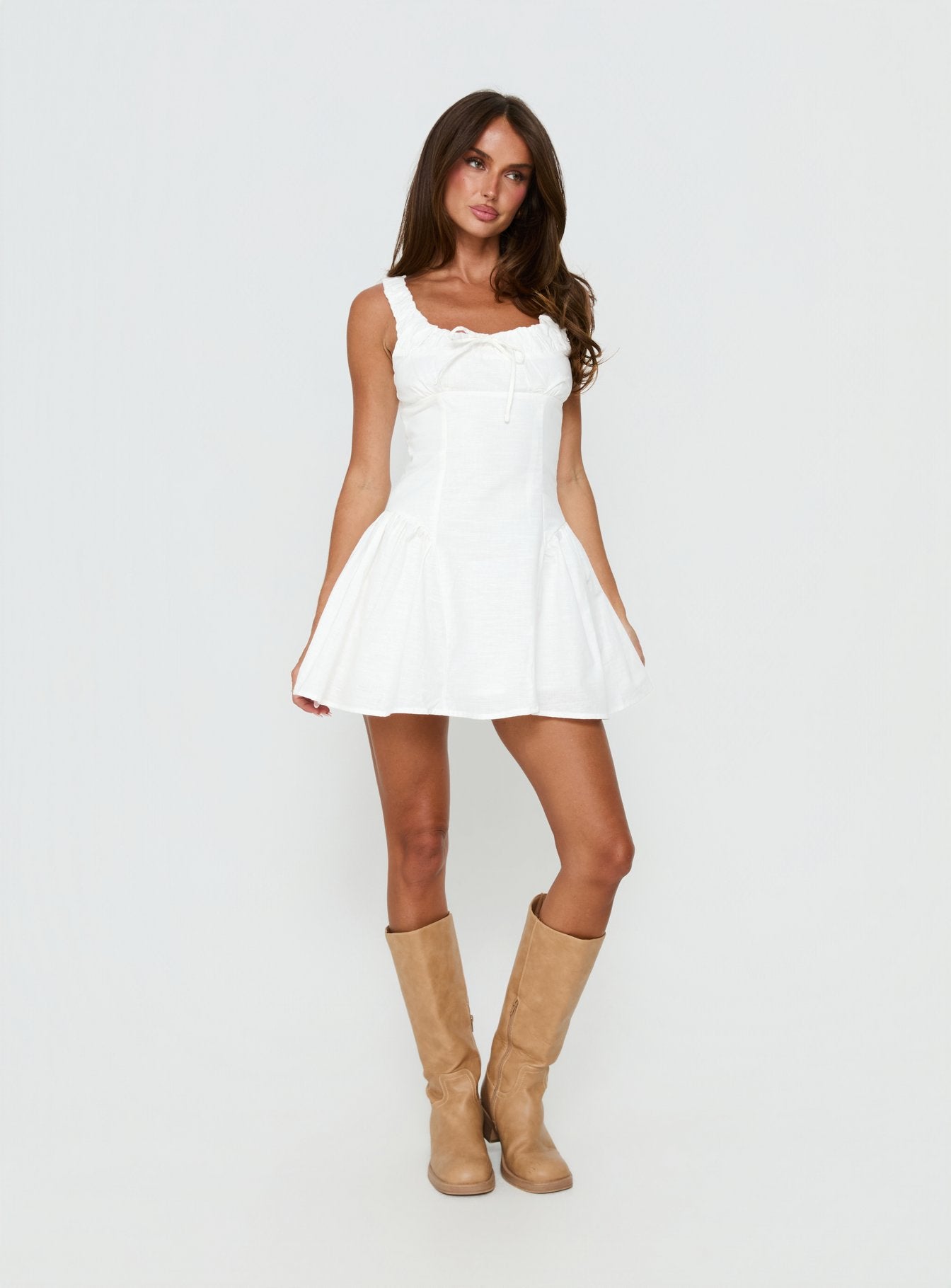 Rozalea Ruched Mini Dress White - Image 3
