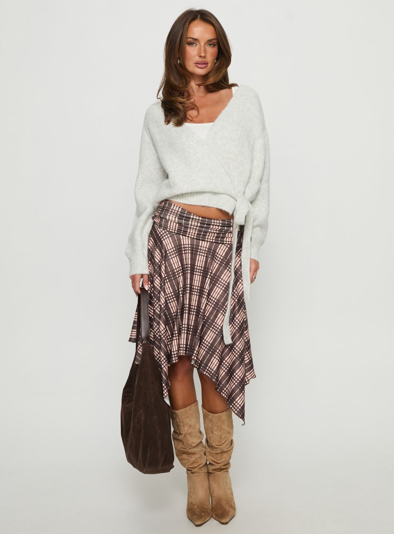 Daelan Wrap Knit Cardigan Grey Marle - Image 3