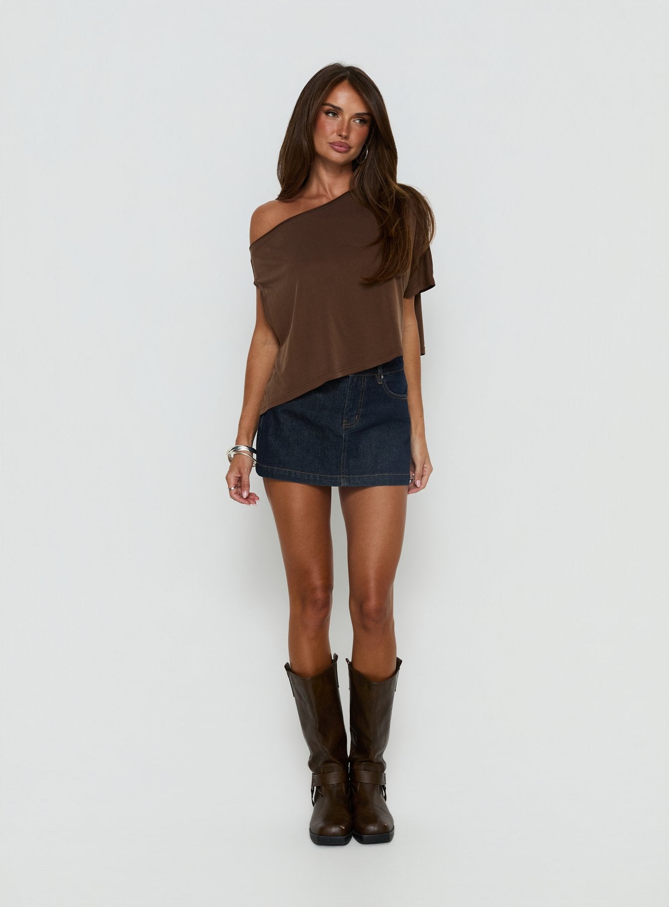 Nicolina Low Rise Denim Mini Skirt Raw Denim - Image 2