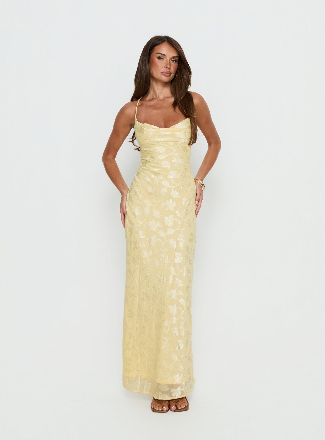 Celena Maxi Dress Lemon Burnout - Image 3