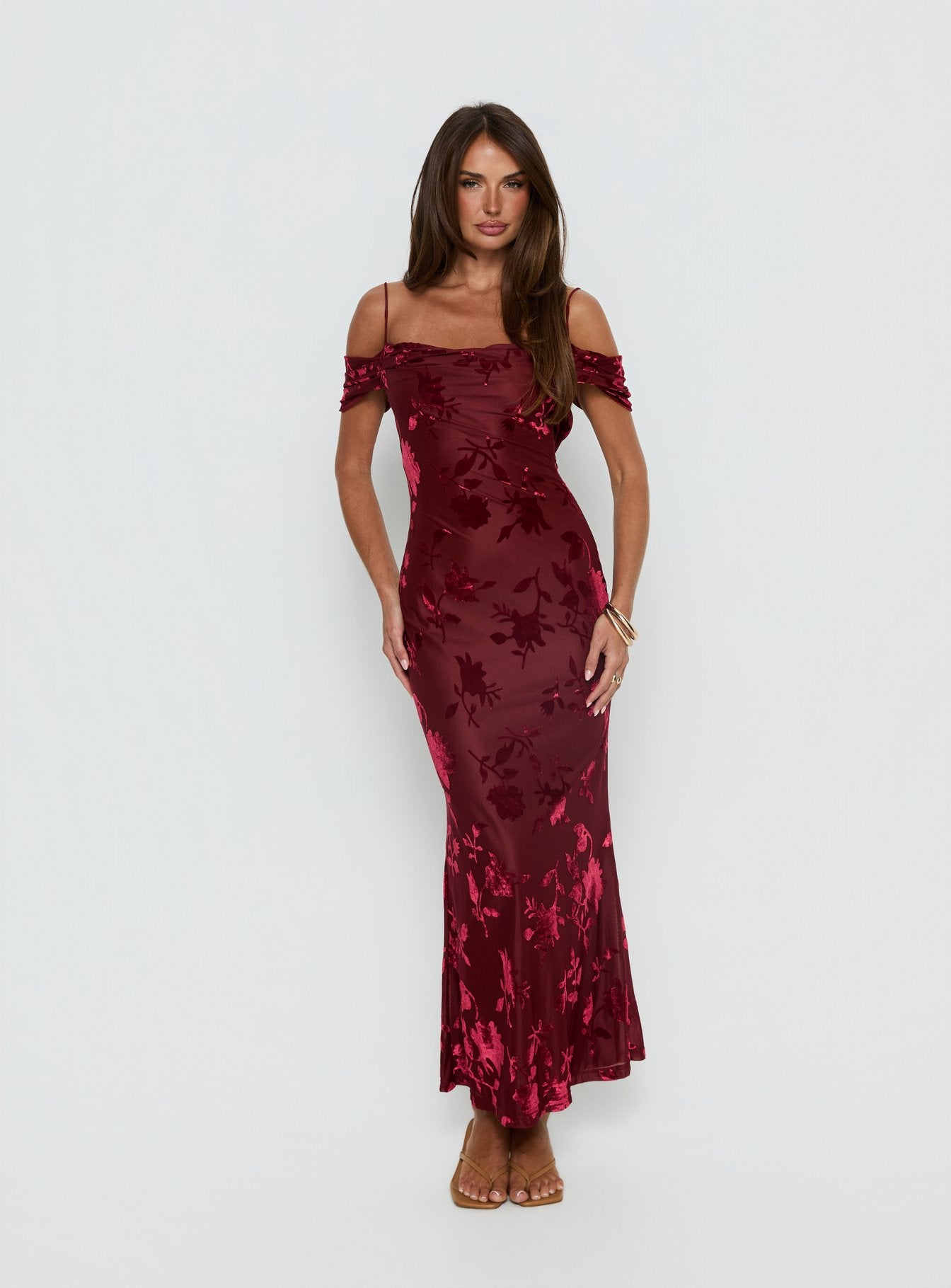 Green Gables Burnout Maxi Dress Burgundy - Image 3