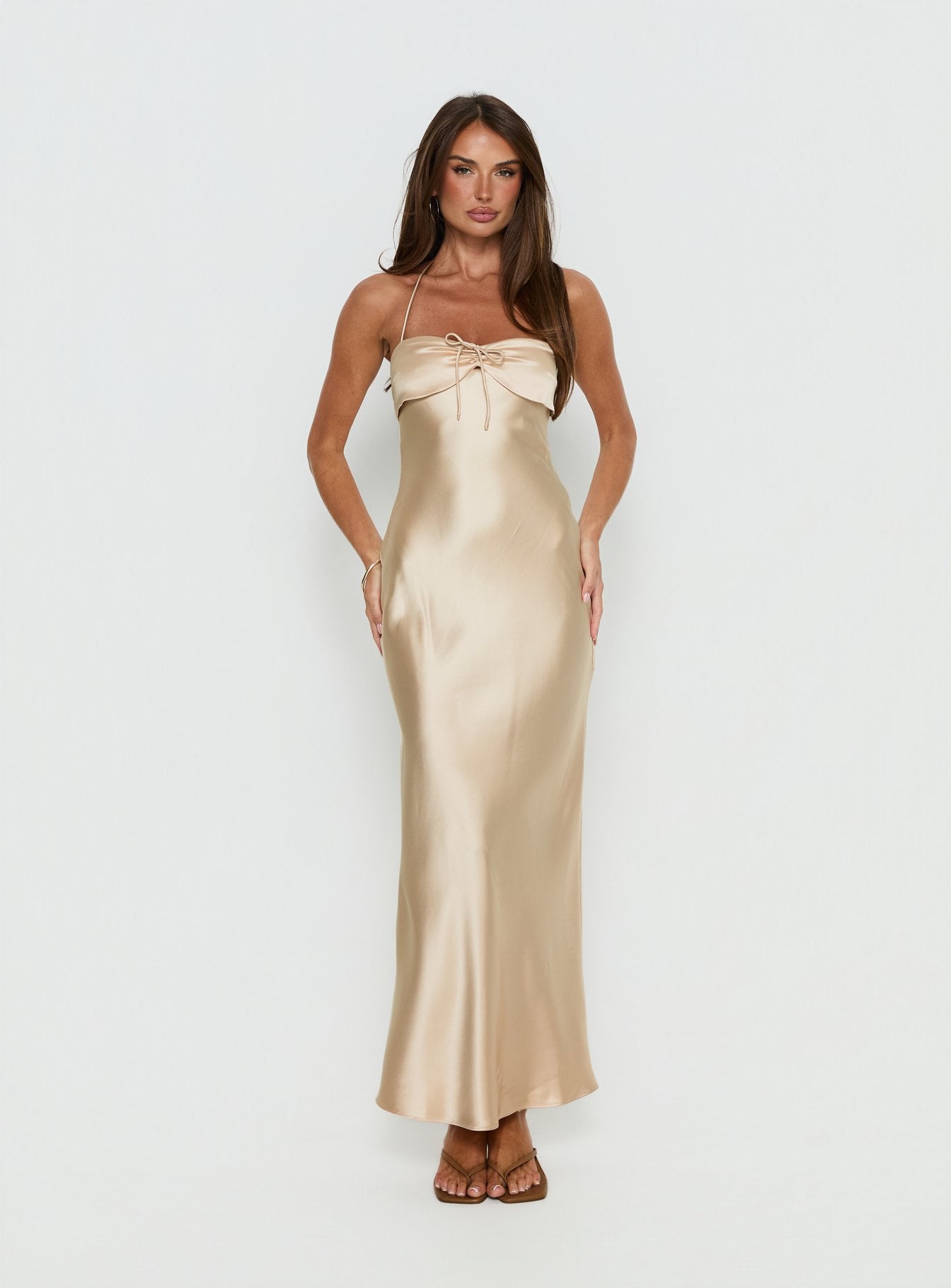 Fireproof Halter Maxi Dress Champagne - Image 3