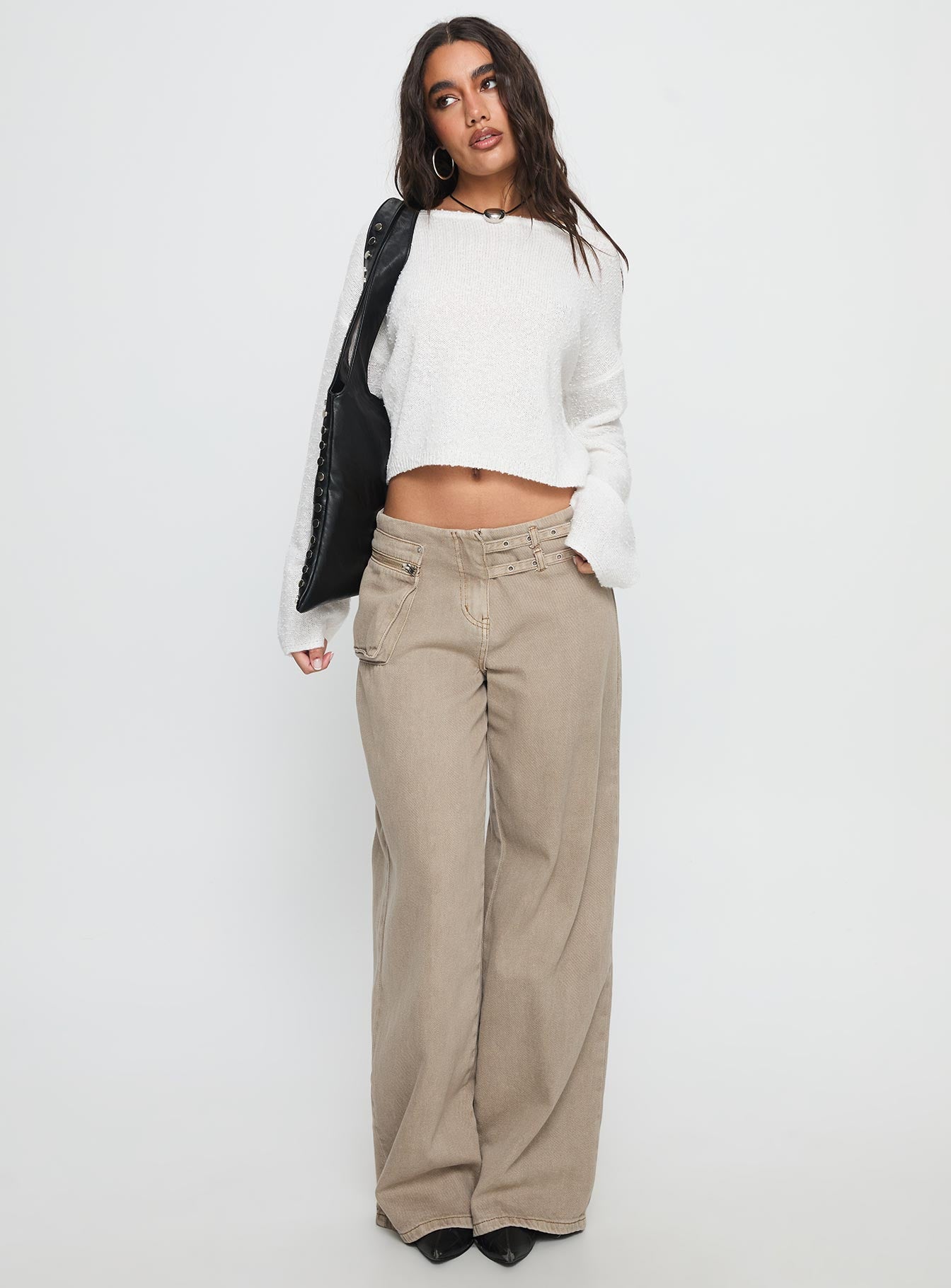 Riala Off Shoulder Knit Sweater White - Image 3