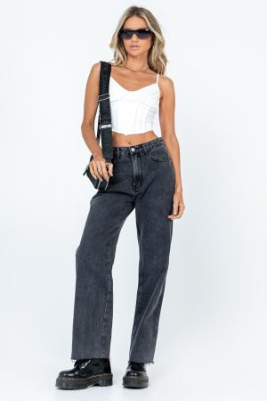 Arlington High Rise Straight Leg Denim Jeans Black