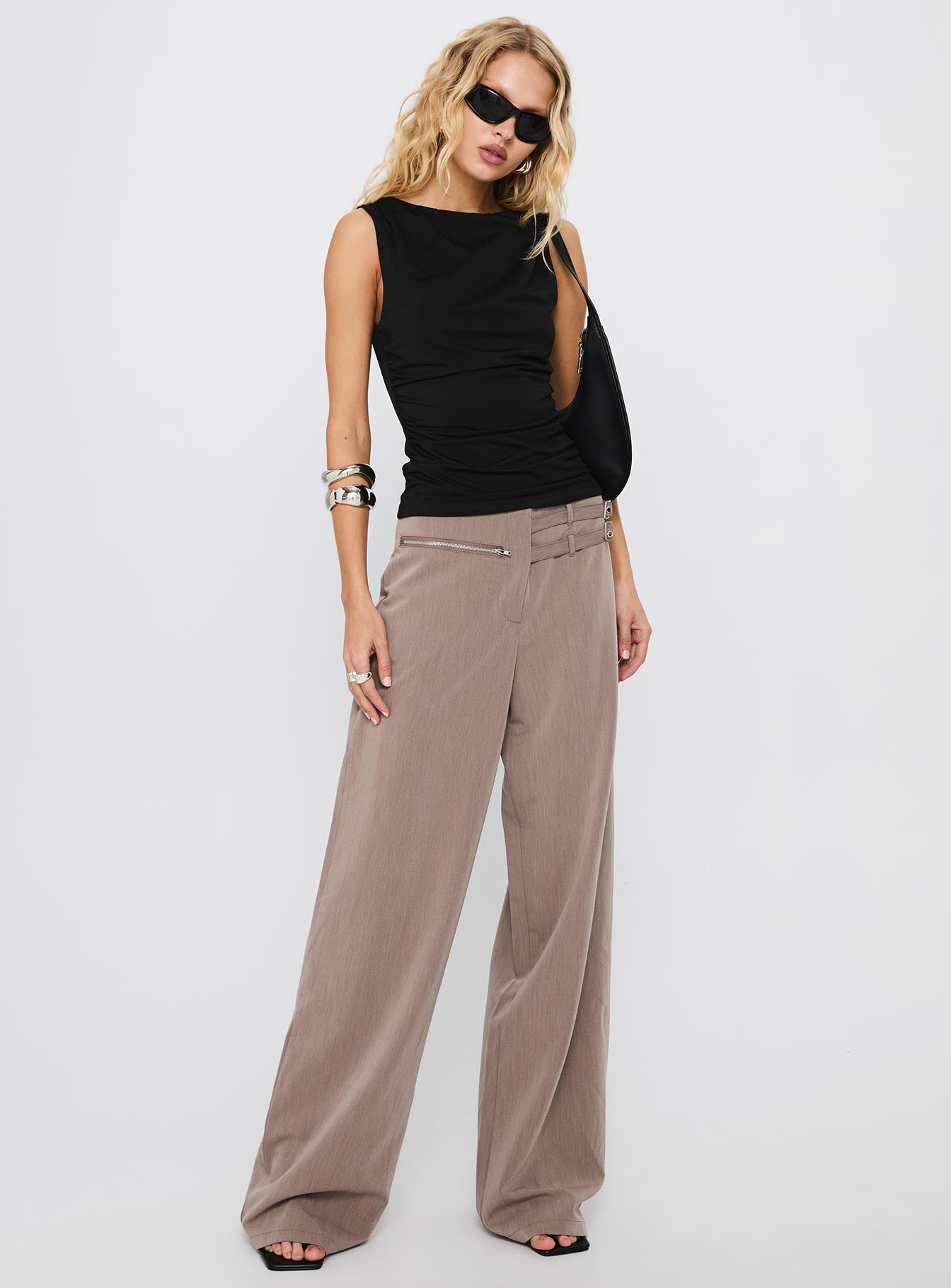 Rinah Belted Pants Brown - Image 3