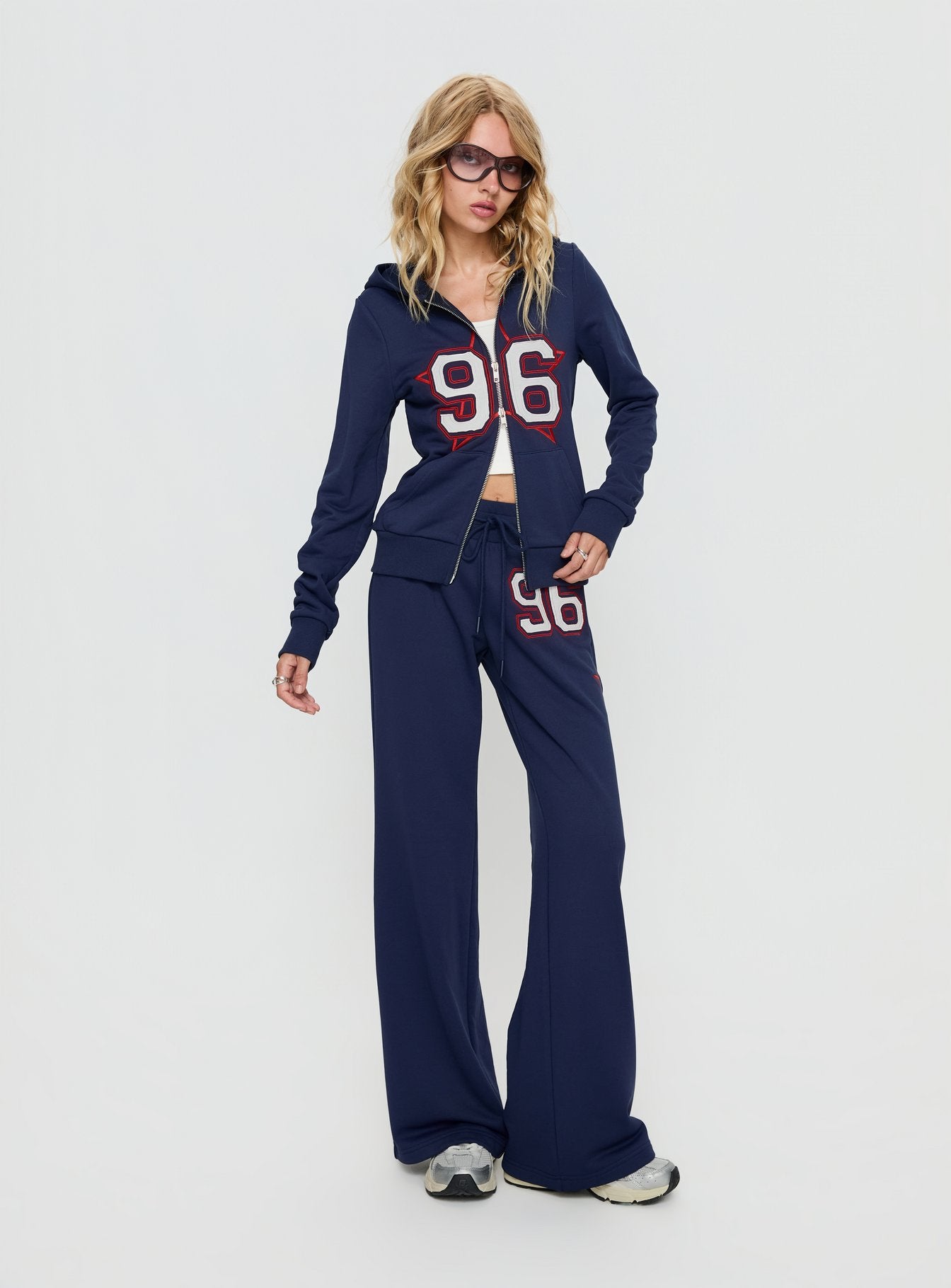 Kari Distressed Patch Track Pant Navy Multi - Image 3