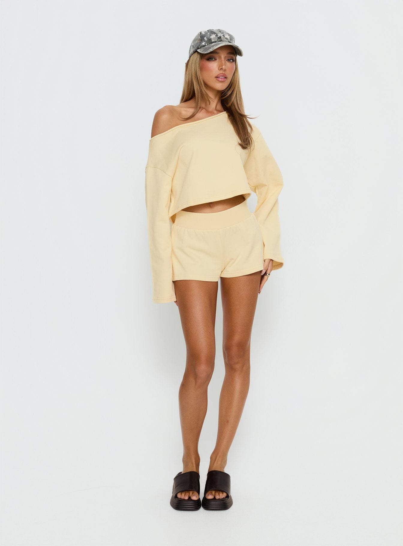 Retreat Raw Edge Off Shoulder Jumper Buttercream - Image 2