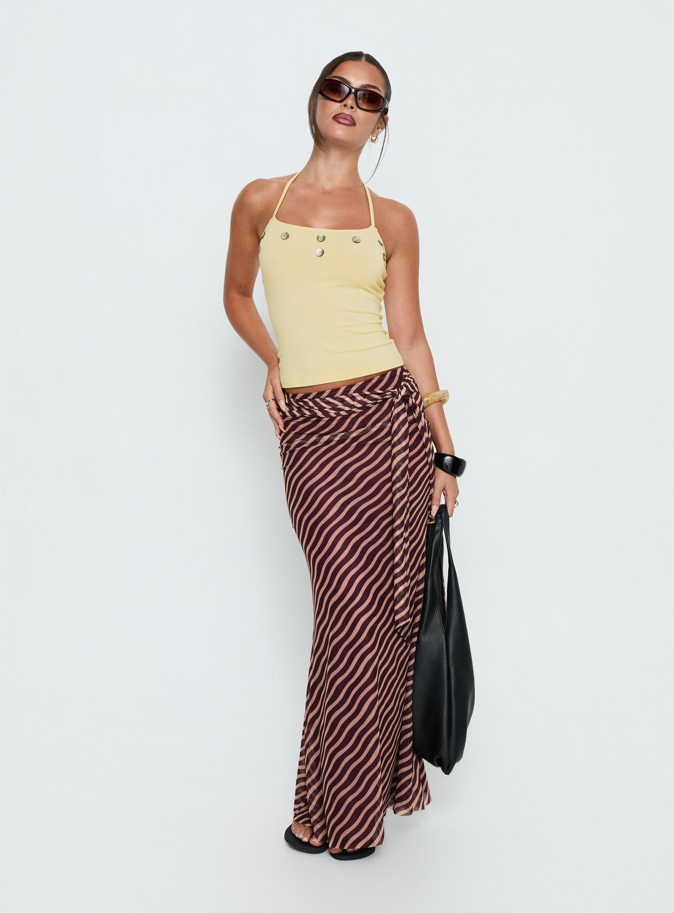 Lysandra Button Halter Top Butter Yellow - Image 3