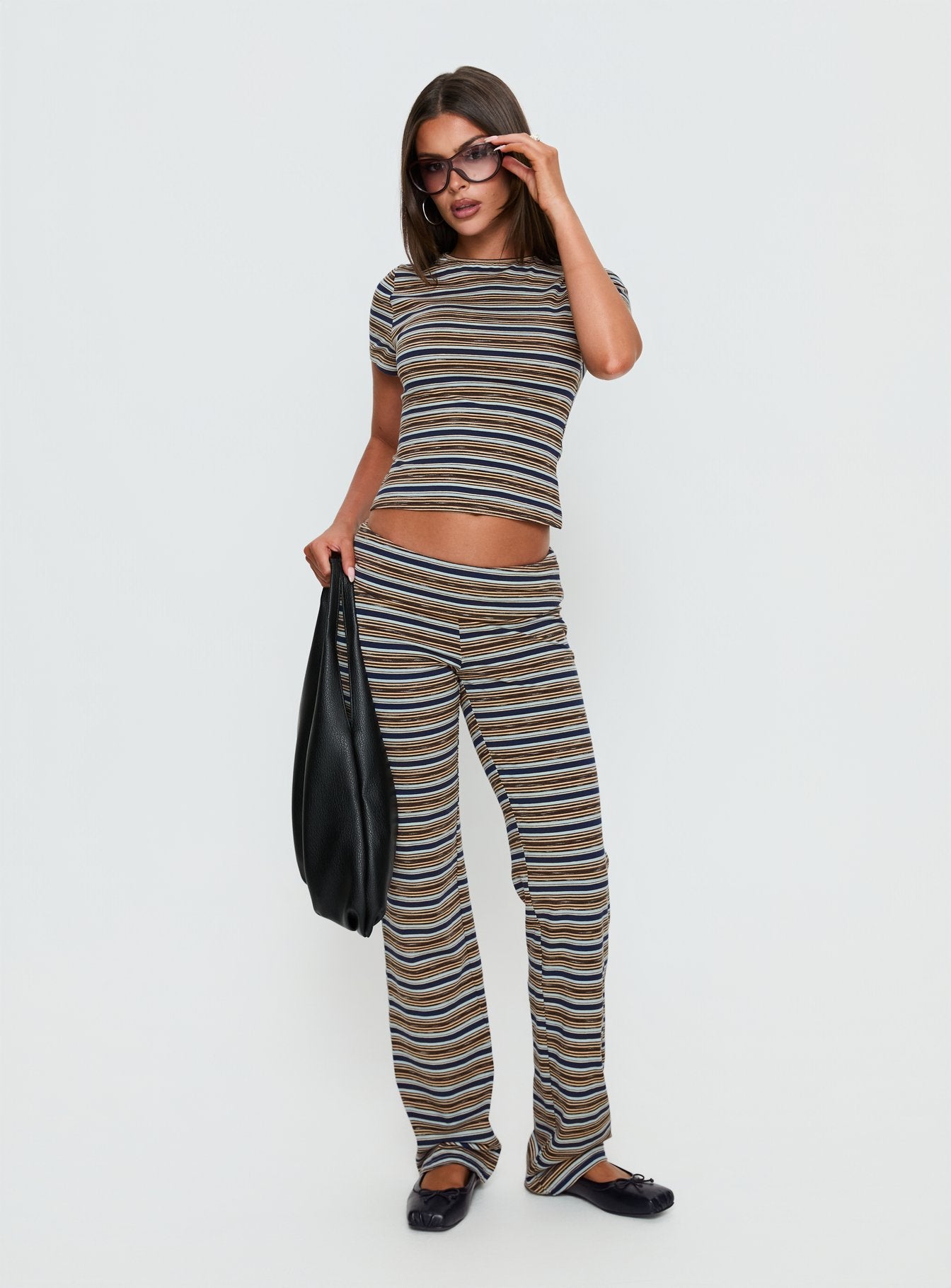 Manolo Foldover Pants Brown / Grey Stripe - Image 3