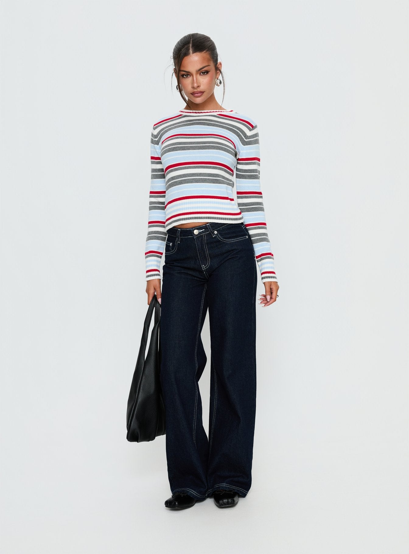 Briette Long Sleeve Top Blue / Red Stripe - Image 2