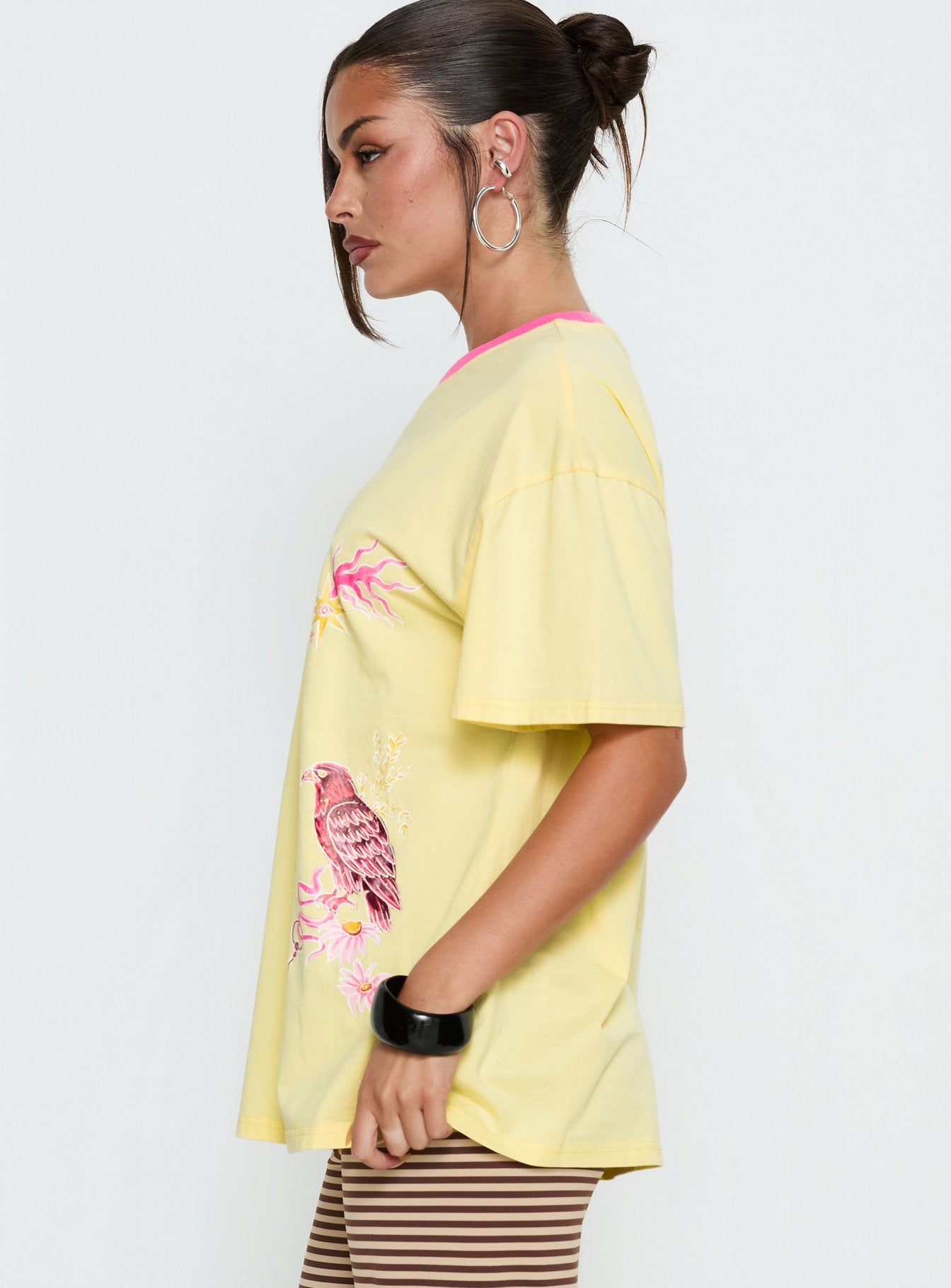 Wild Light Oversized Graphic Tee Yellow / Pink - Image 3