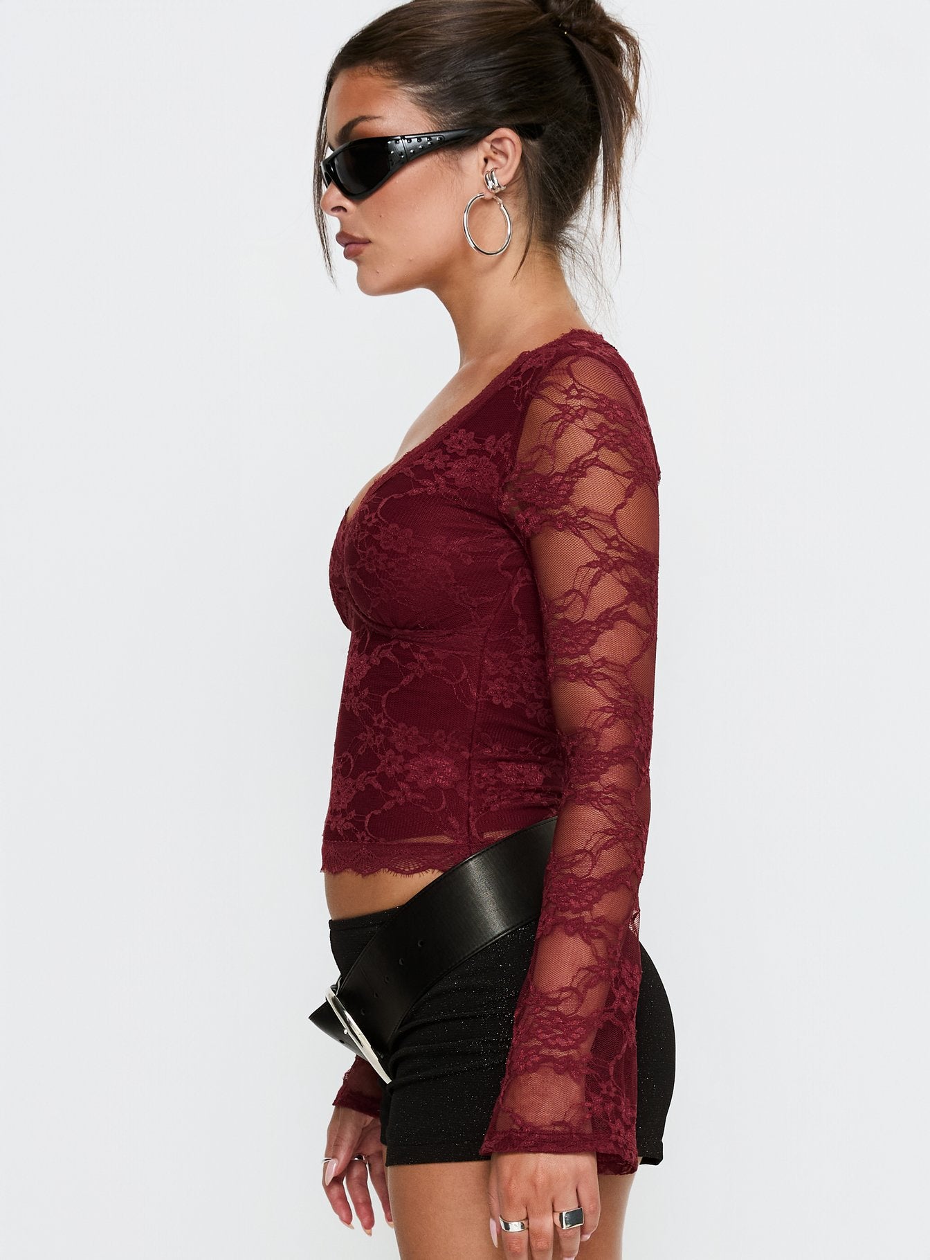 Pitter Long Sleeve Top Burgundy - Image 4