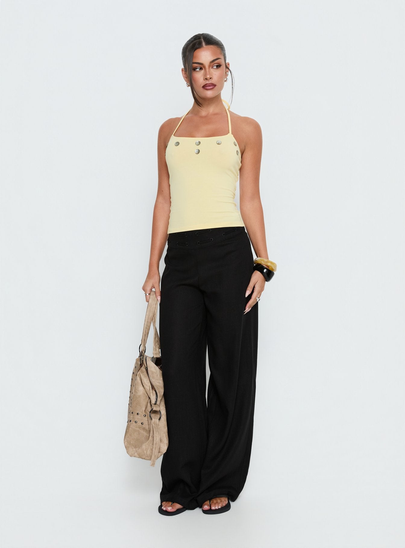 Peroma Linen Straight Leg Pants Black - Image 3