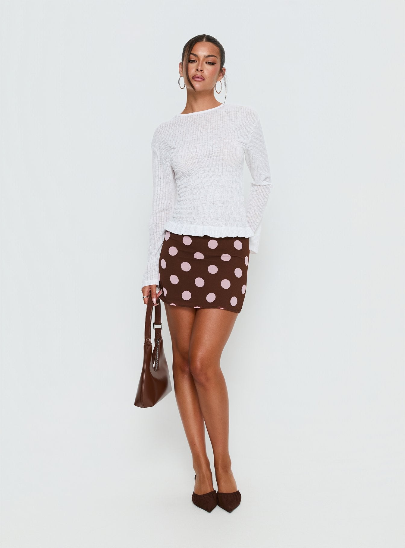 Adelaida Mini Skirt Brown / Pink Polka - Image 3