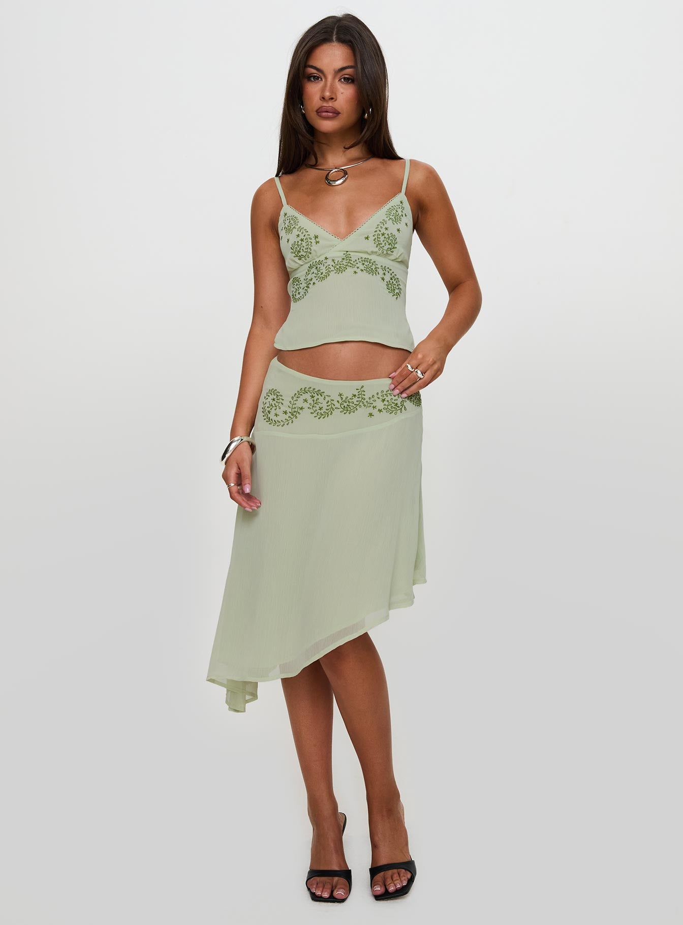 Pappilion Asymmetrical Midi Skirt Sage Petite - Image 6