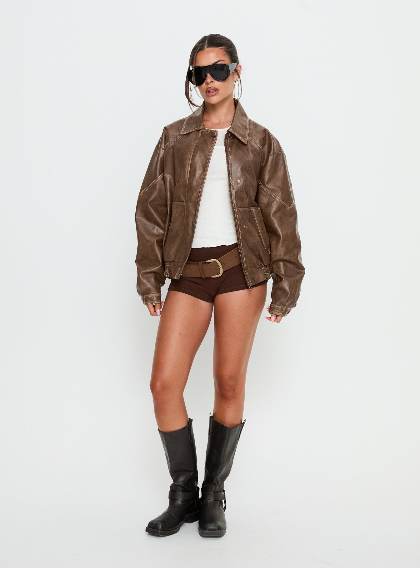 Jaxton Faux Leather Jacket Light Brown - Image 2