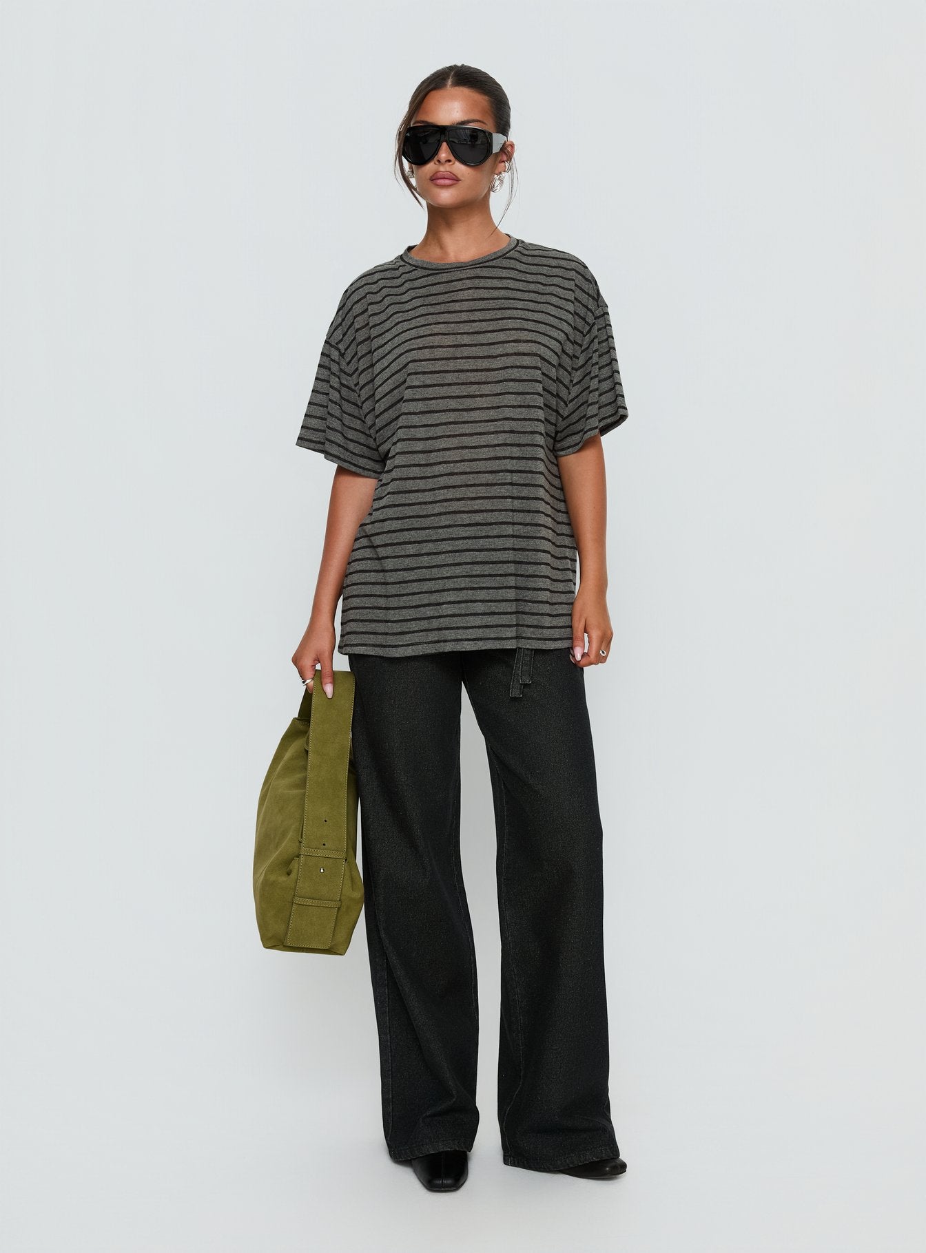 Zaydee Oversized Tee Grey / Black Stripe - Image 2