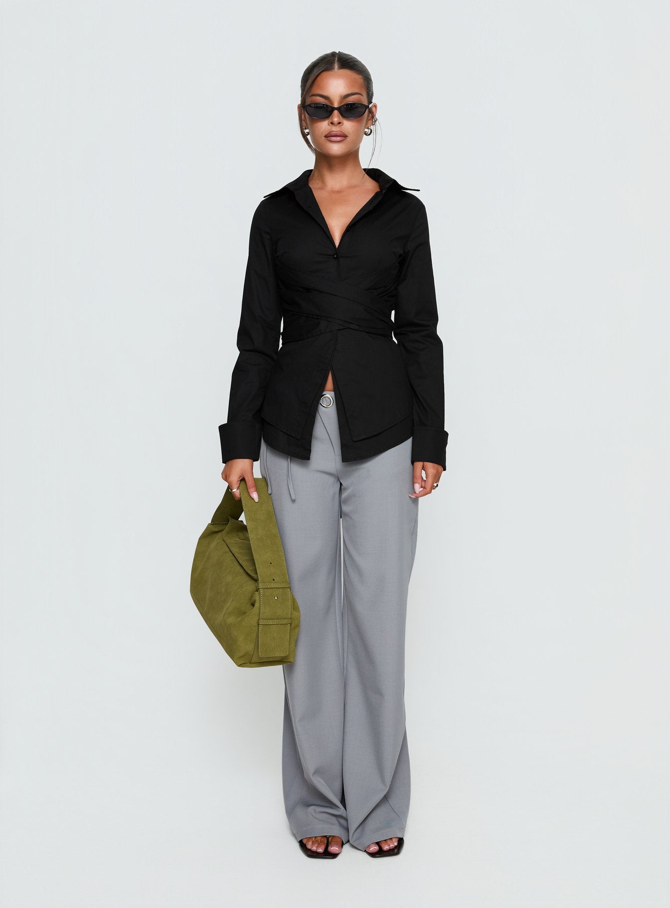 Shapeshifter Twist Long Sleeve Shirt Black - Image 2