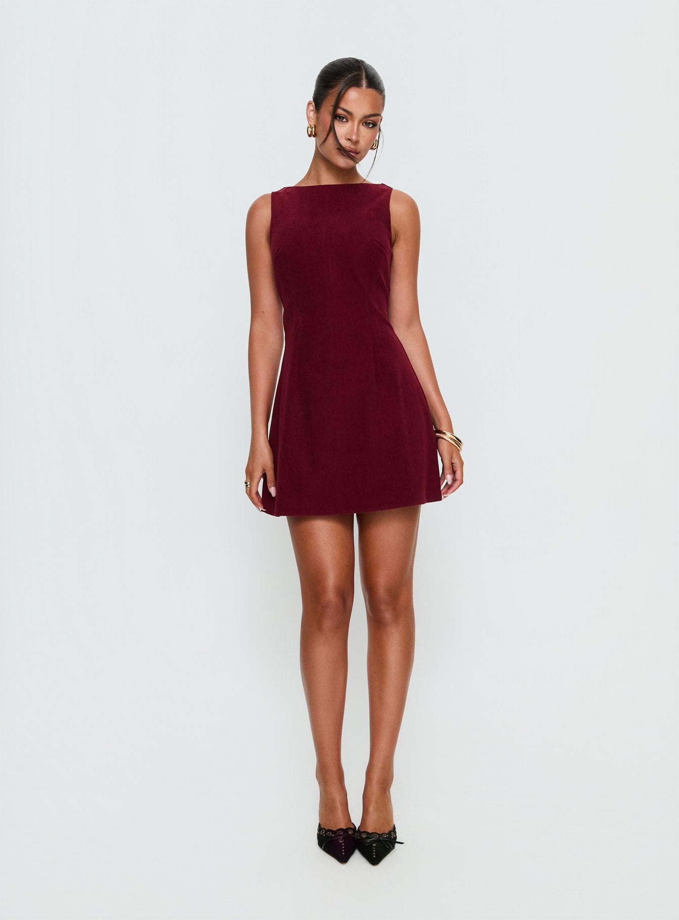 Alfalfa Corduroy Mini Dress Cherry - Image 3