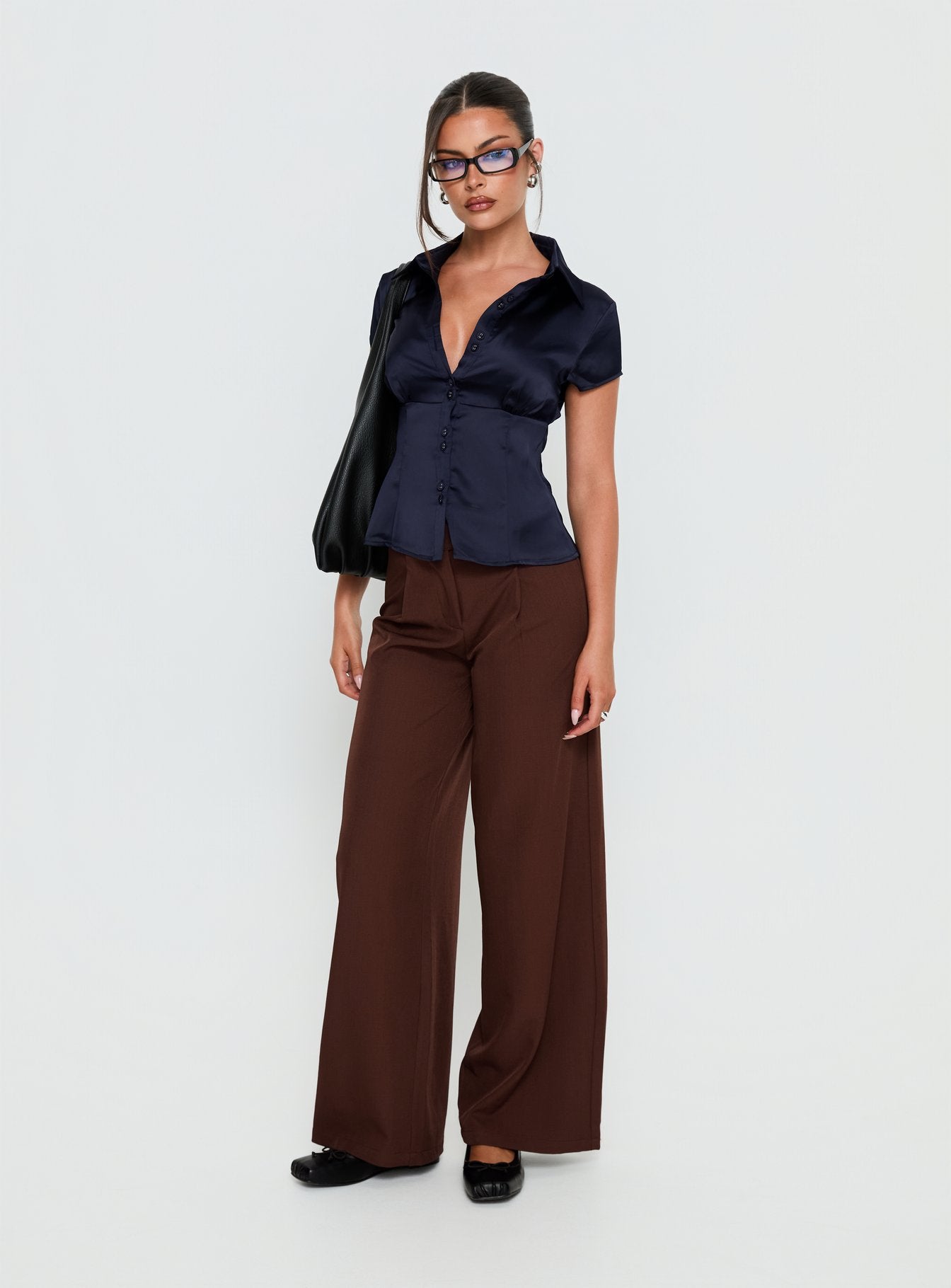 Alys Cut Out Straight Leg Pant Brown - Image 2