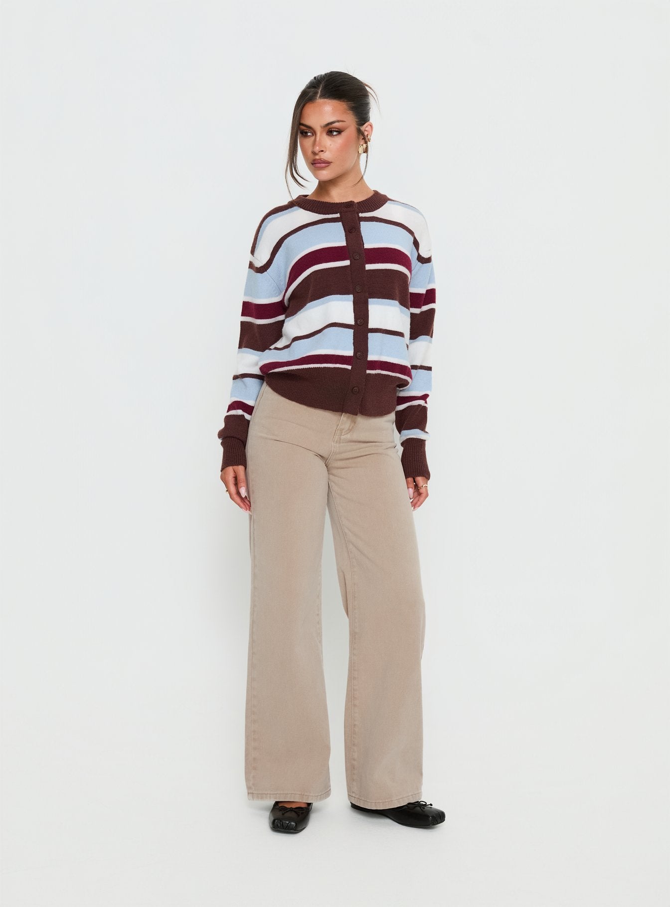 Soline Knit Cardigan Blue / Brown Stripe - Image 3
