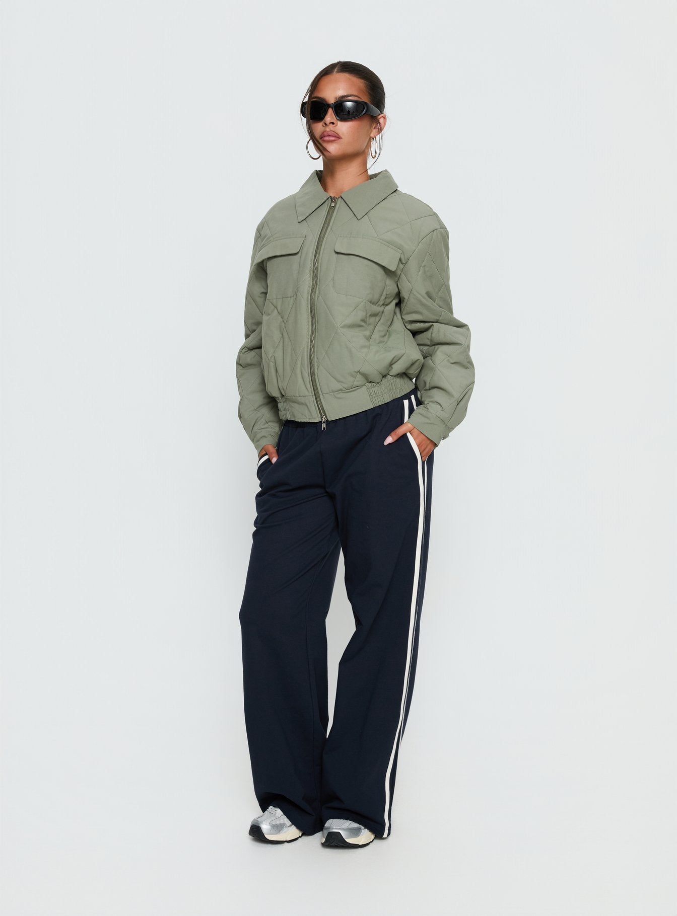 Denvar Quilted Bomber Jacket Green - Image 3