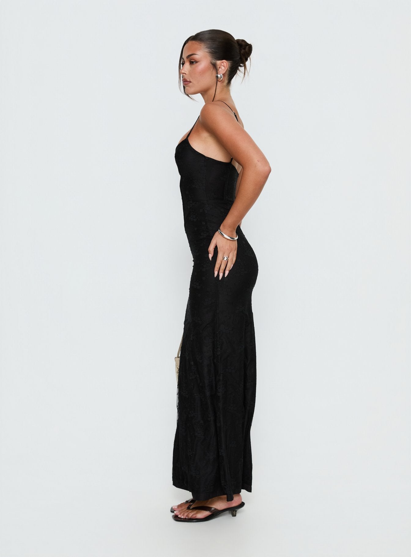 Amika Lace Maxi Dress Black - Image 3
