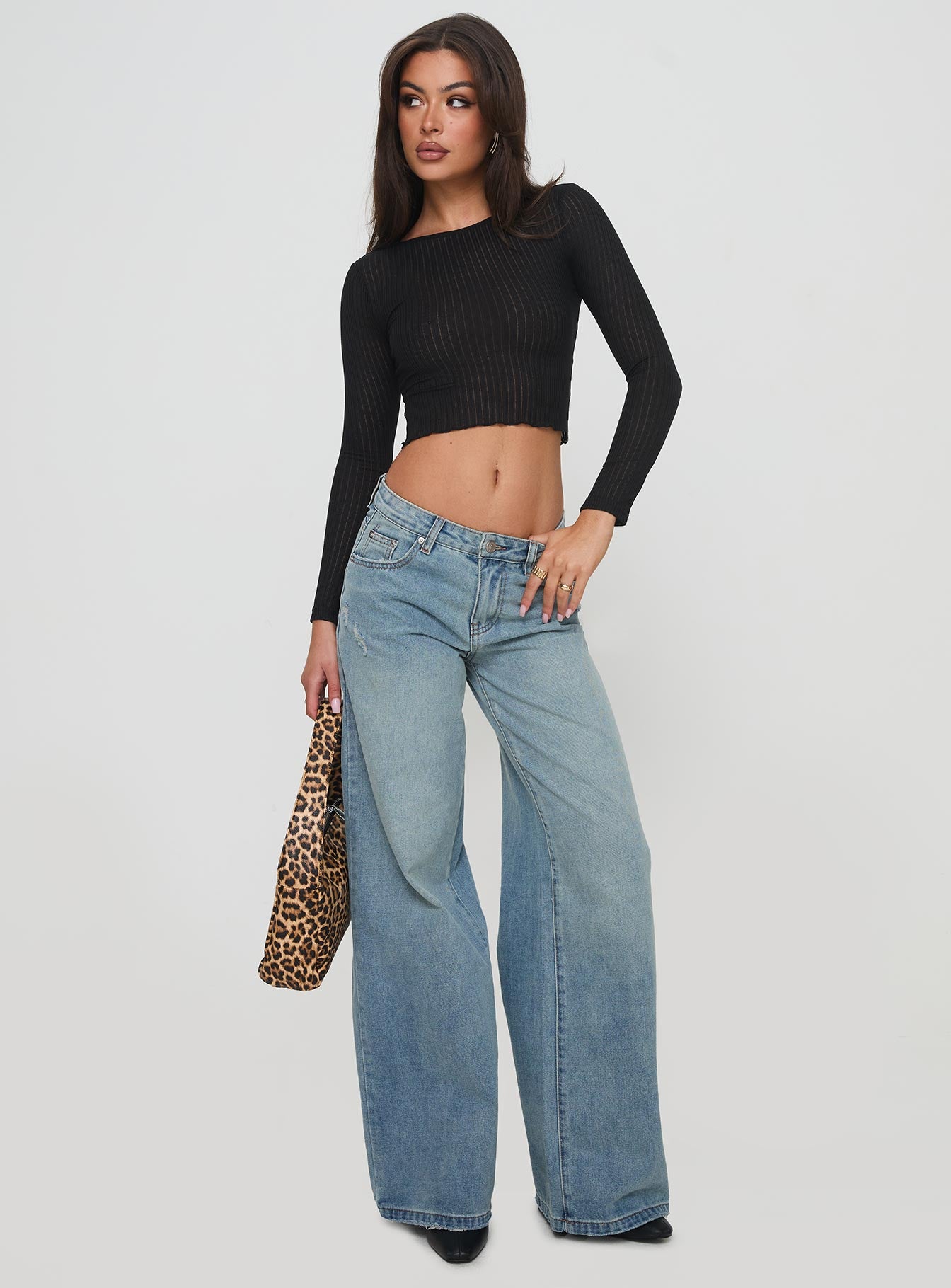 Demie Mid Rise Wide Leg Jeans Light Blue Wash - Image 3