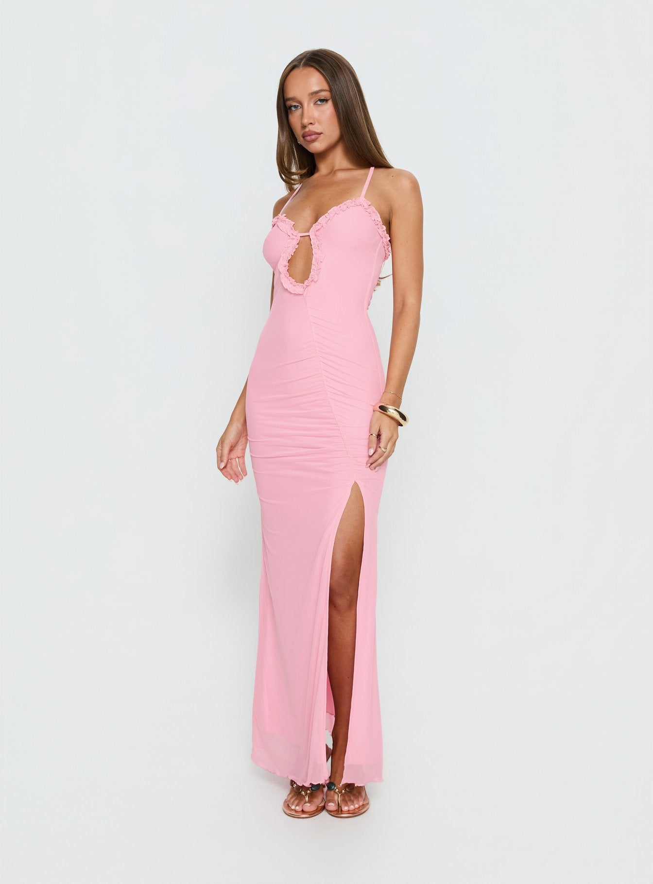 Soulina Ruched Maxi Dress Pink - Image 2