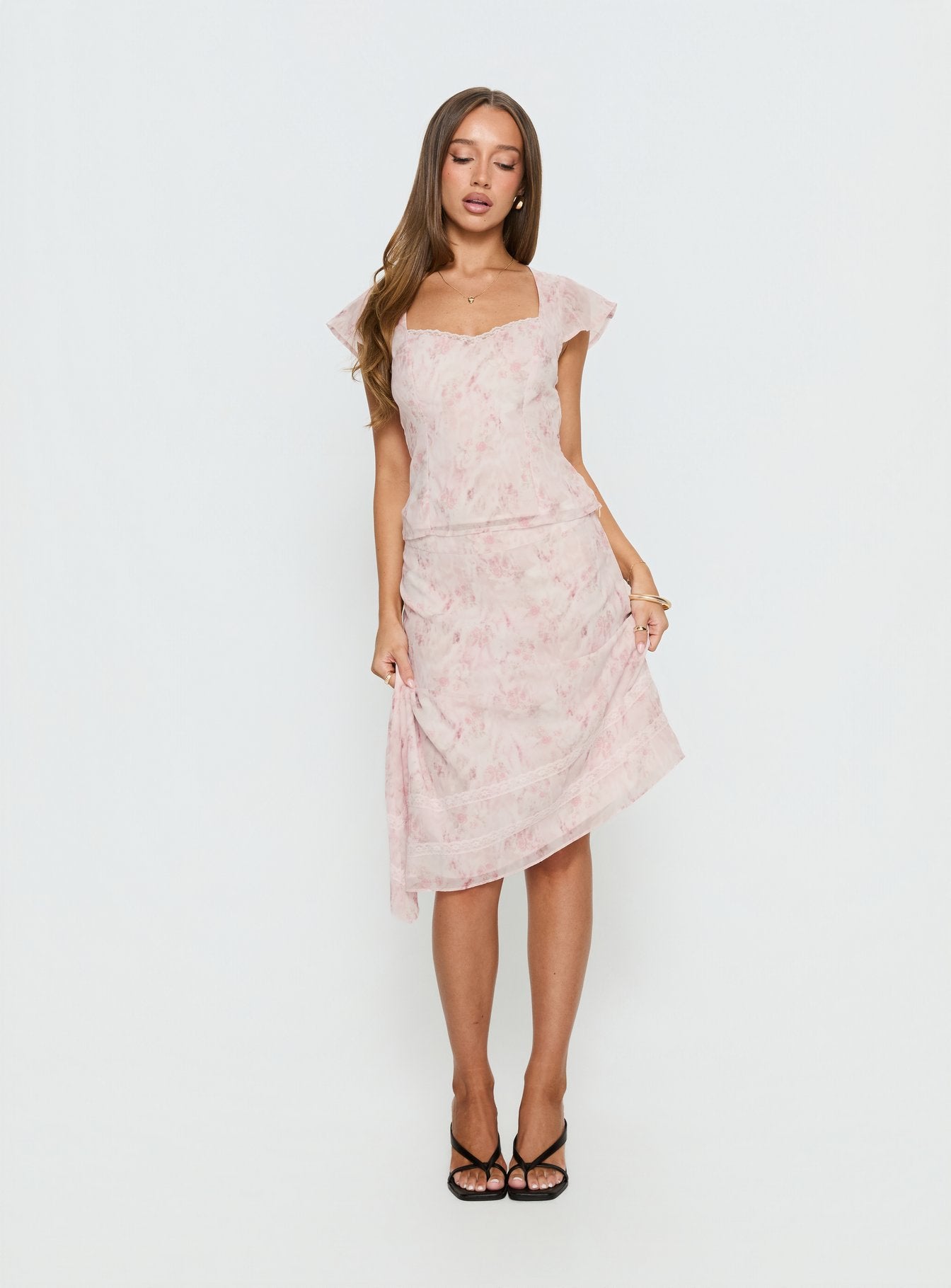 Avaline Asymmetrical Midi Skirt Pink - Image 3