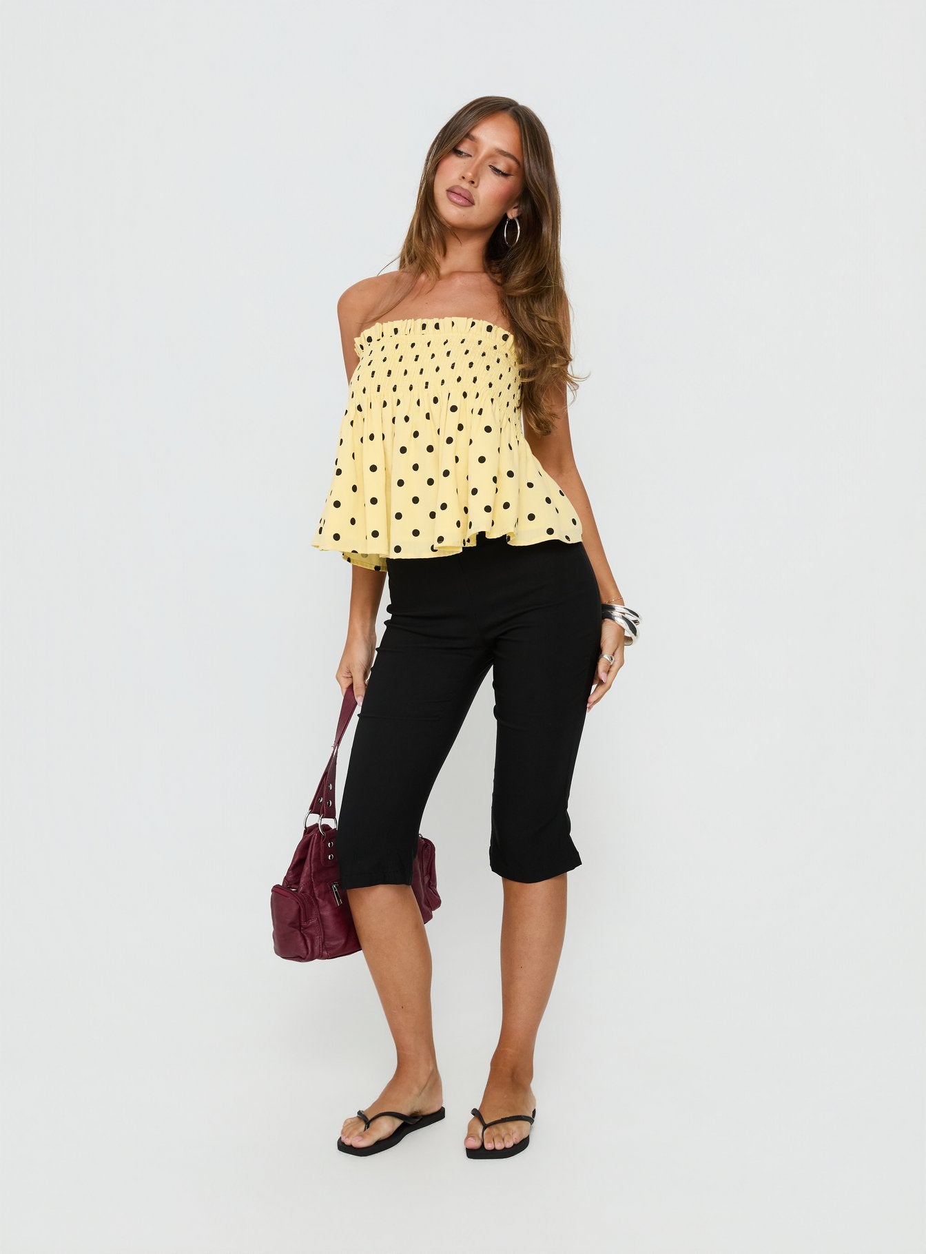 Peachy Keen Frill Cami Top Yellow Polka Dot - Image 3