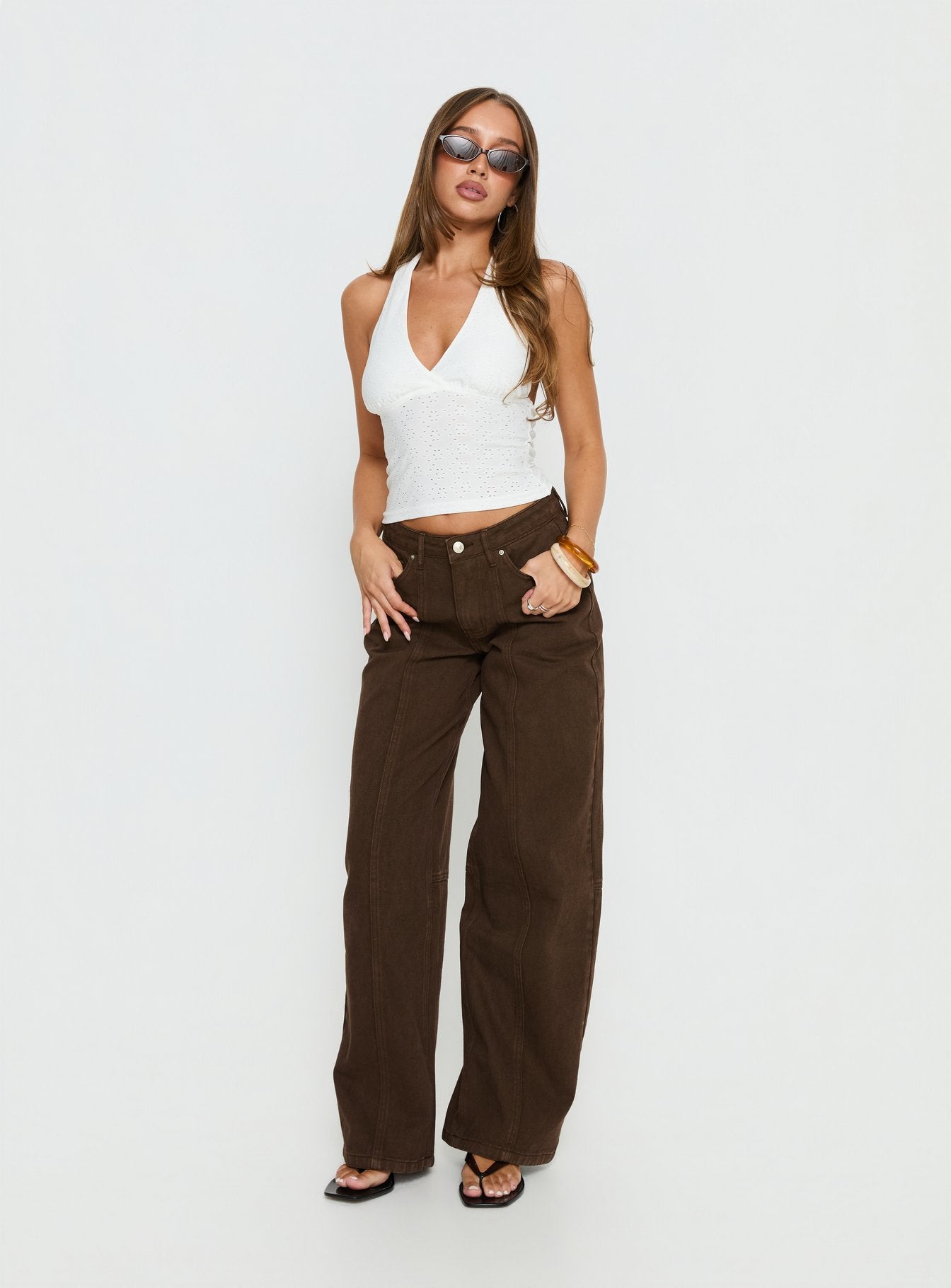 Whimsy Embroidered Halter Top White - Image 3