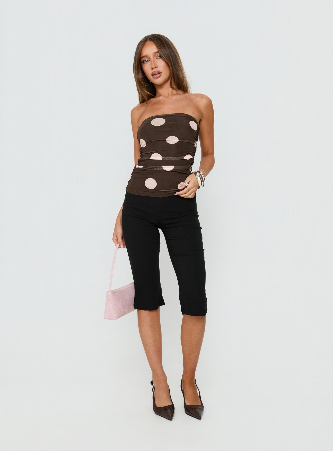 Act Natural Strapless Top Brown / Pink Polka - Image 3