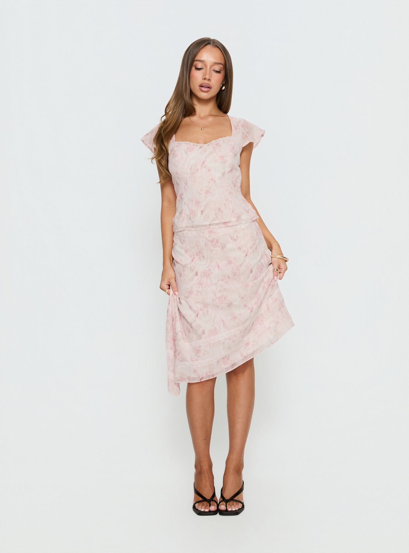 Avaline Lace Trim Blouse Top Pink - Image 3