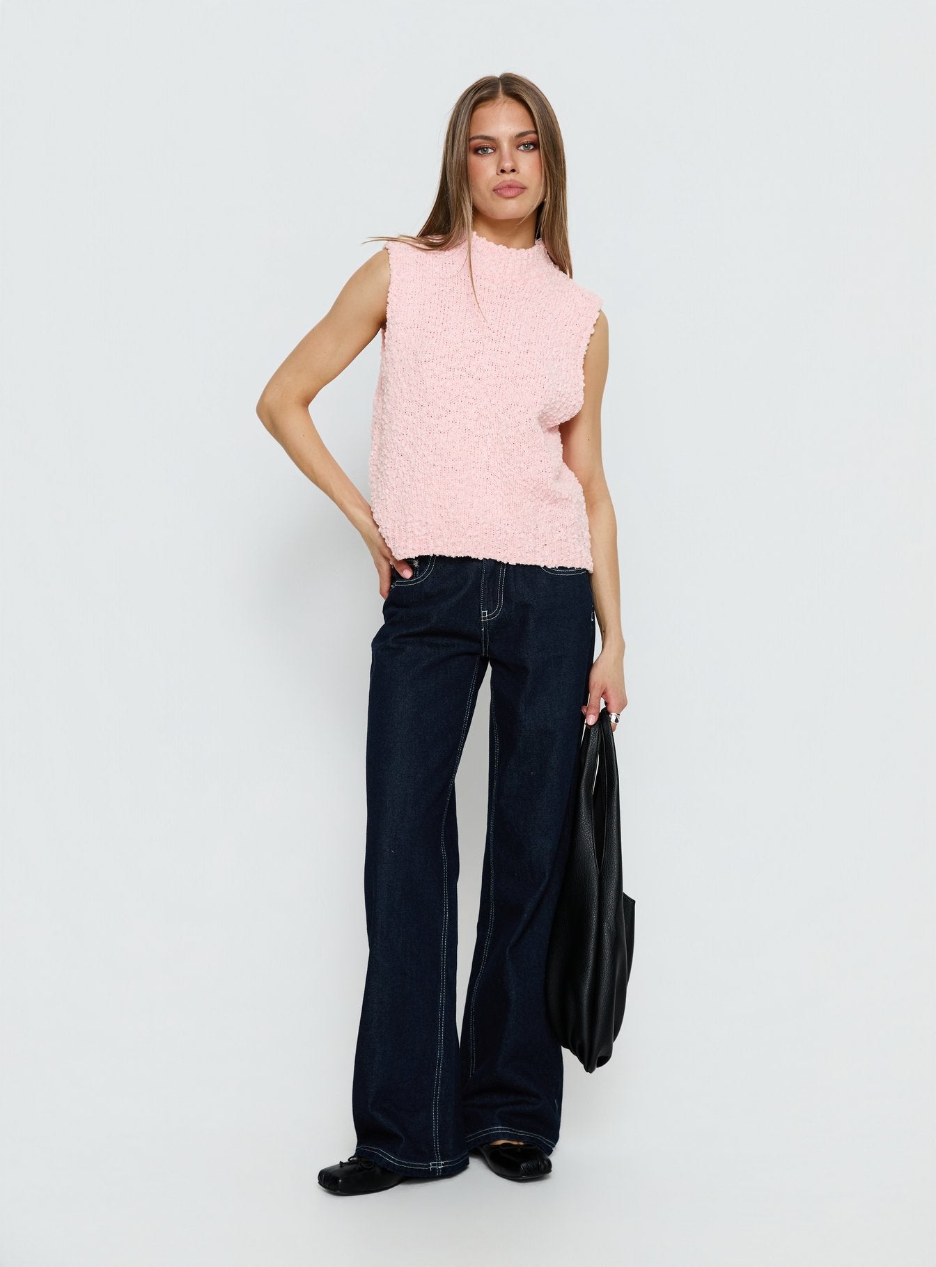 Lanette High Neck Sleeveless Top Soft Pink - Image 2