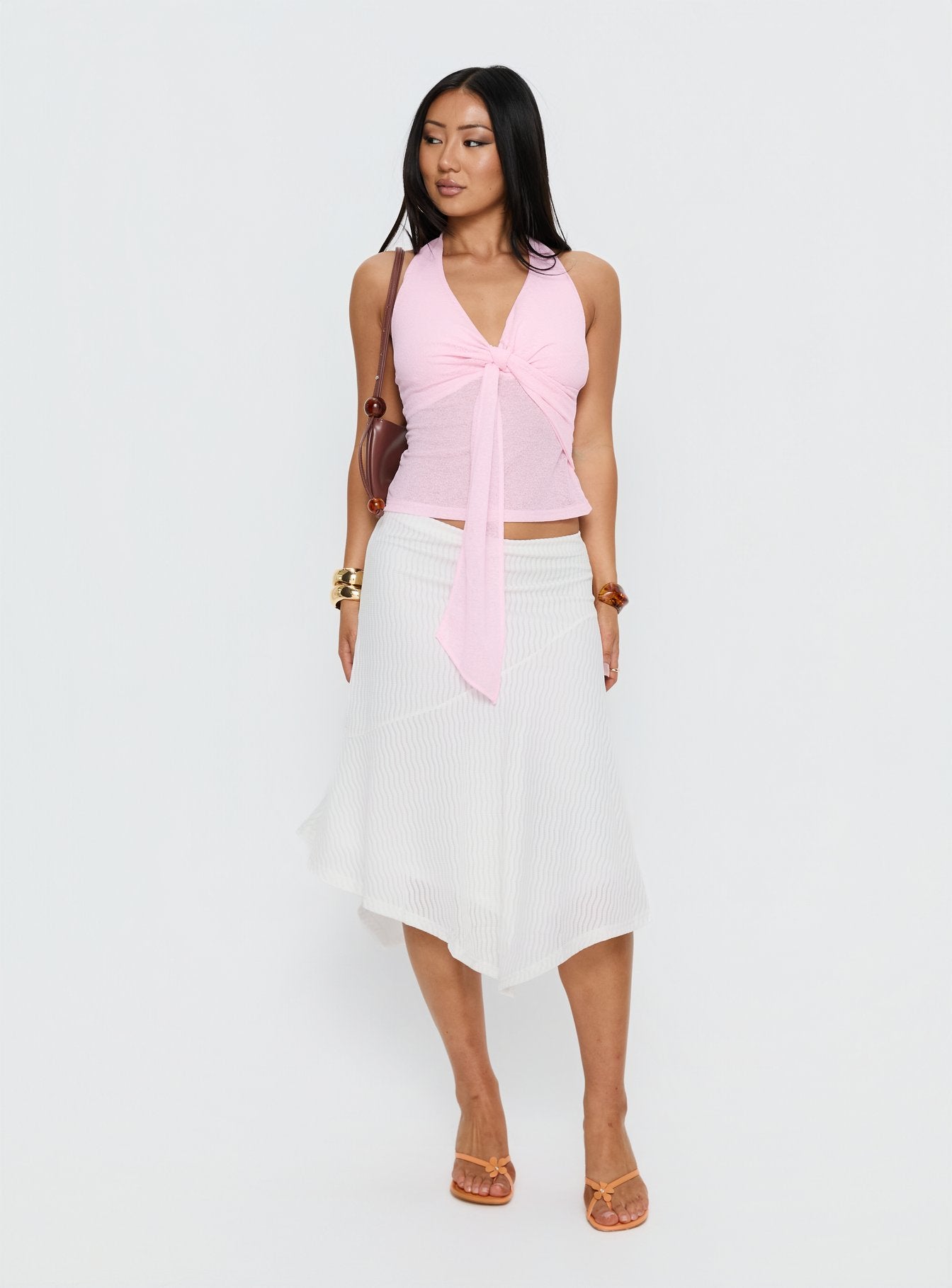 Adrea Asymmetrical Midi Skirt White - Image 3