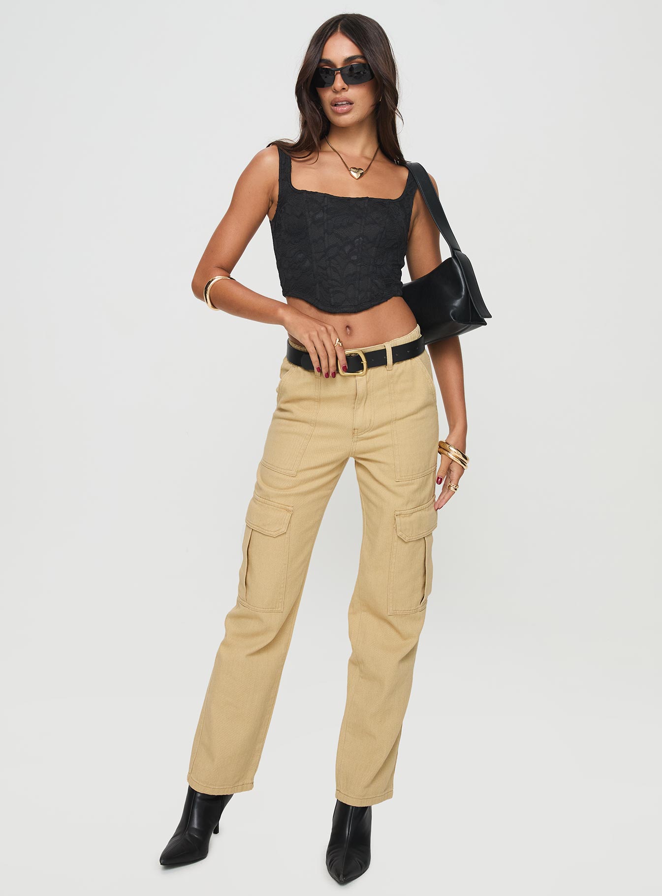 Nickei Utility Cargo Pants Beige - Image 2