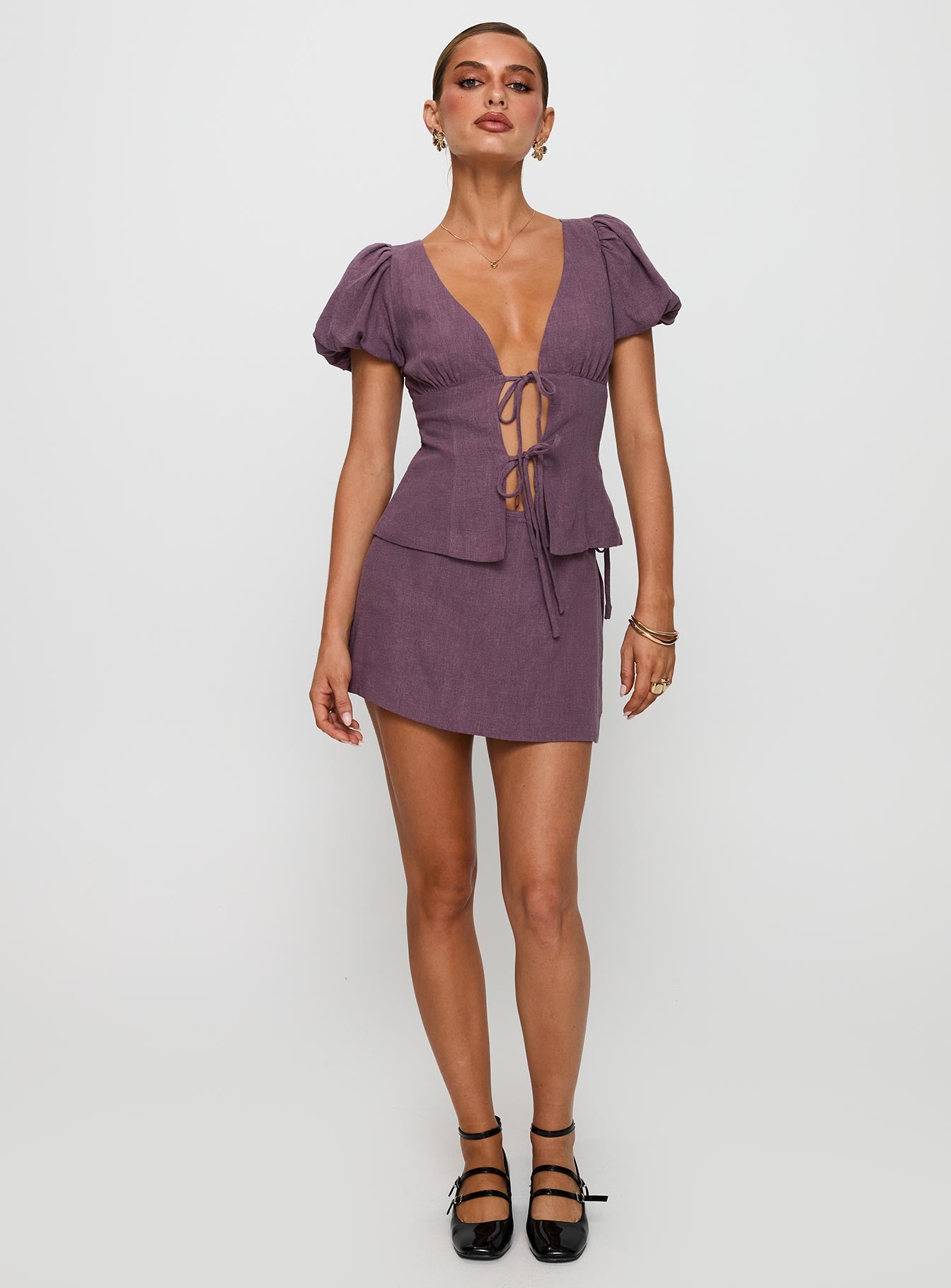 Gulliver Tie Side Mini Skort Mauve - Image 3