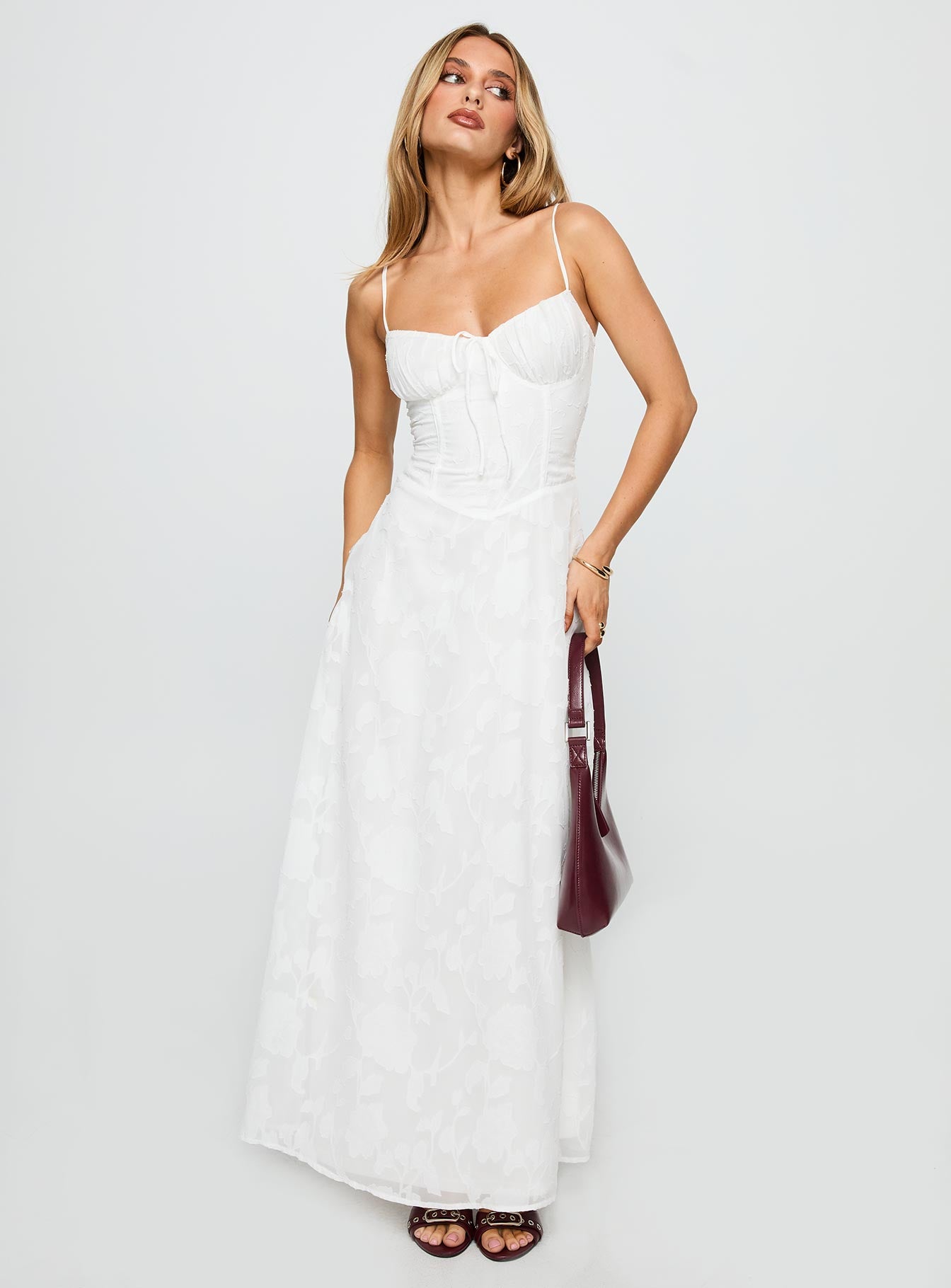 Members Only Maxi Dress White Burnout - Image 3