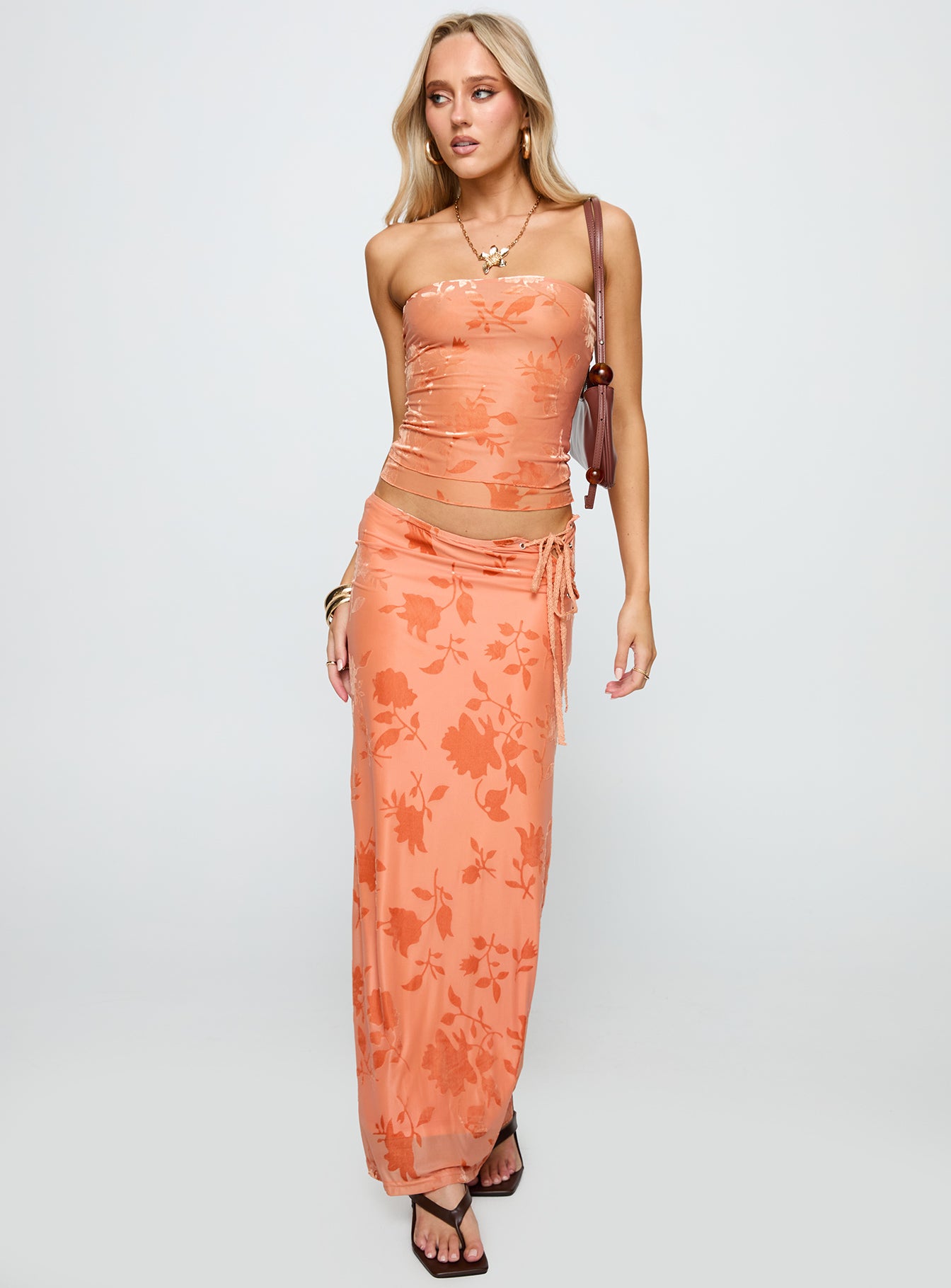Mikah Maxi Skirt Orange - Image 3