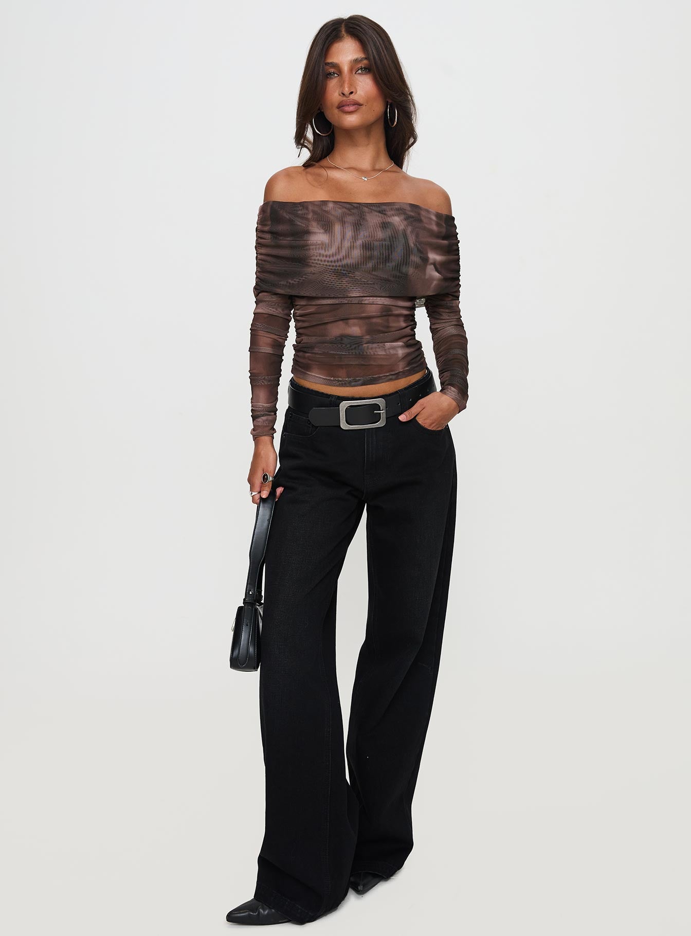 Good Taste Off Shoulder Long Sleeve Top Multi - Image 2