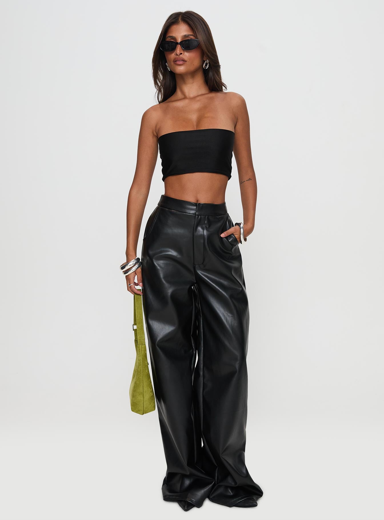 Tempted Faux Leather Pant Black - Image 3
