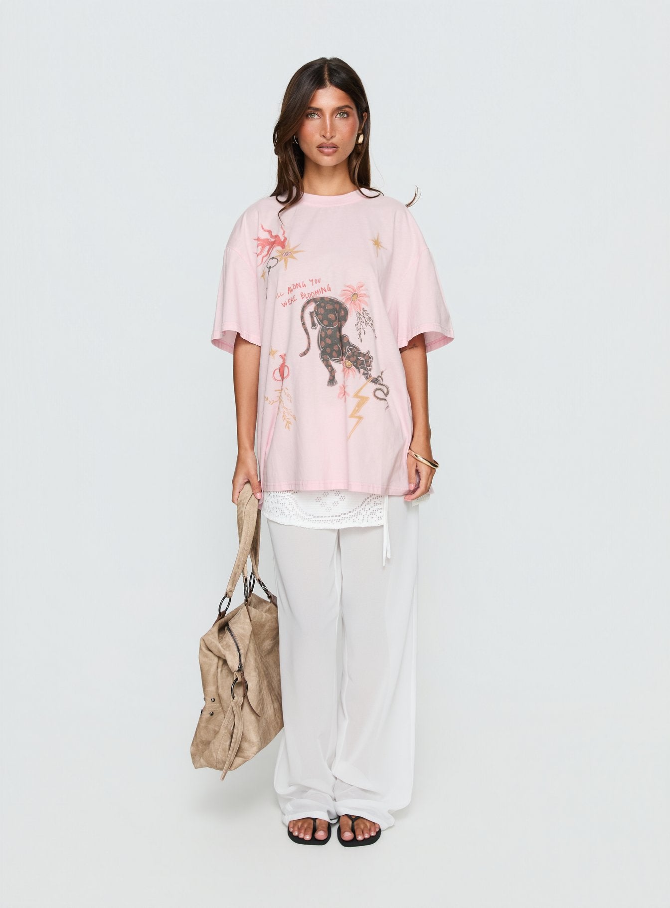 Blooming Love Oversized Graphic Tee Pink - Image 2