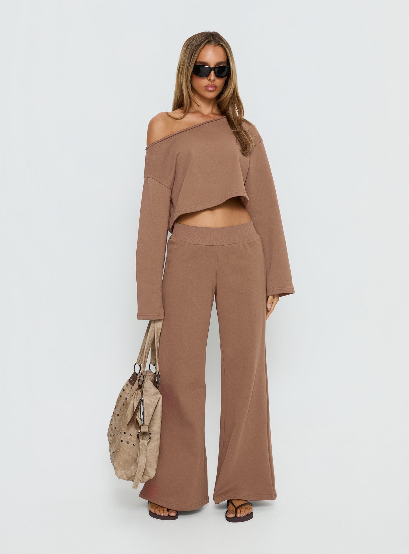 Retreat Raw Edge Off Shoulder Jumper Cocoa - Image 3