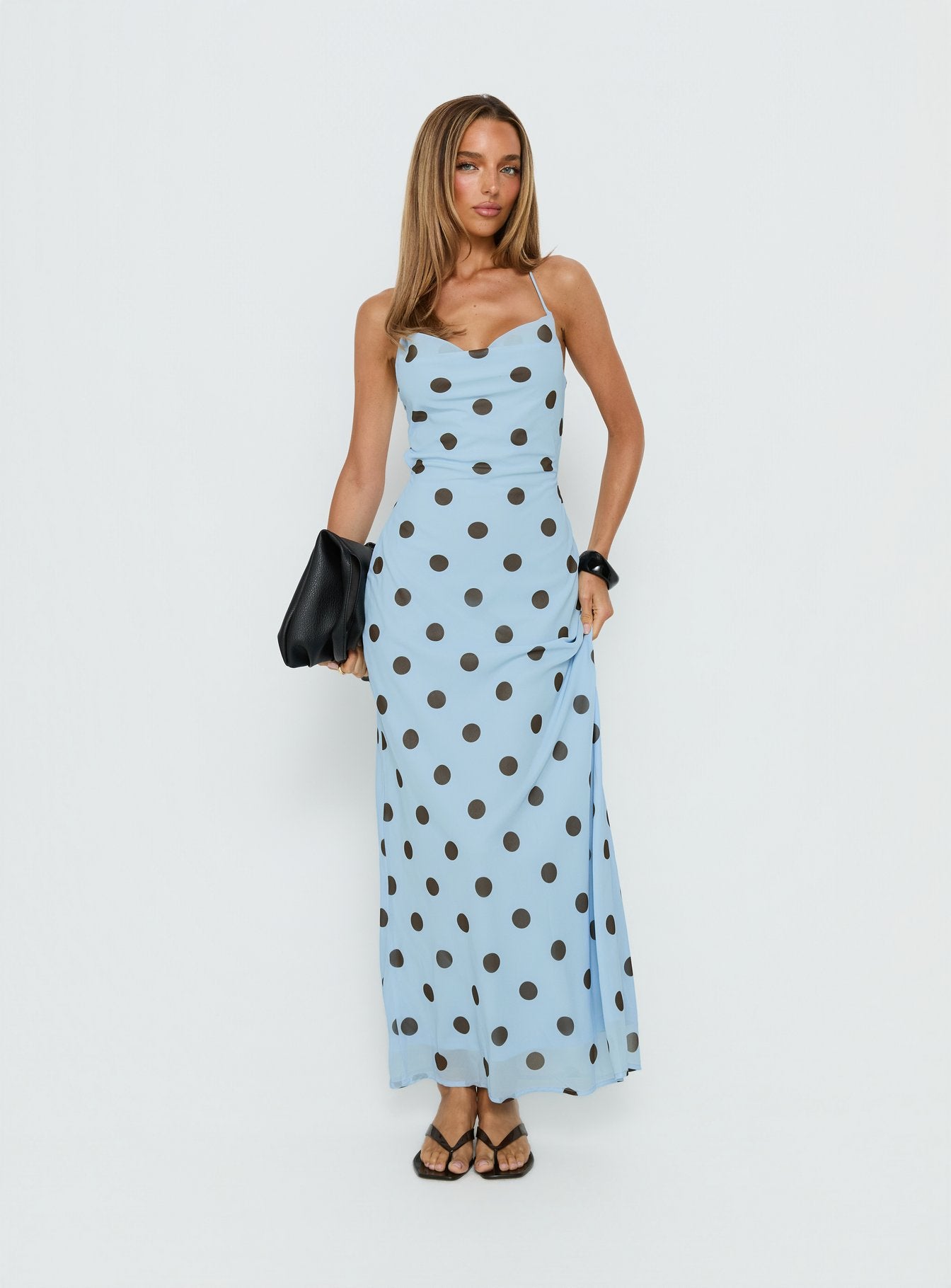 Celena Maxi Dress Blue Polka Dot - Image 3