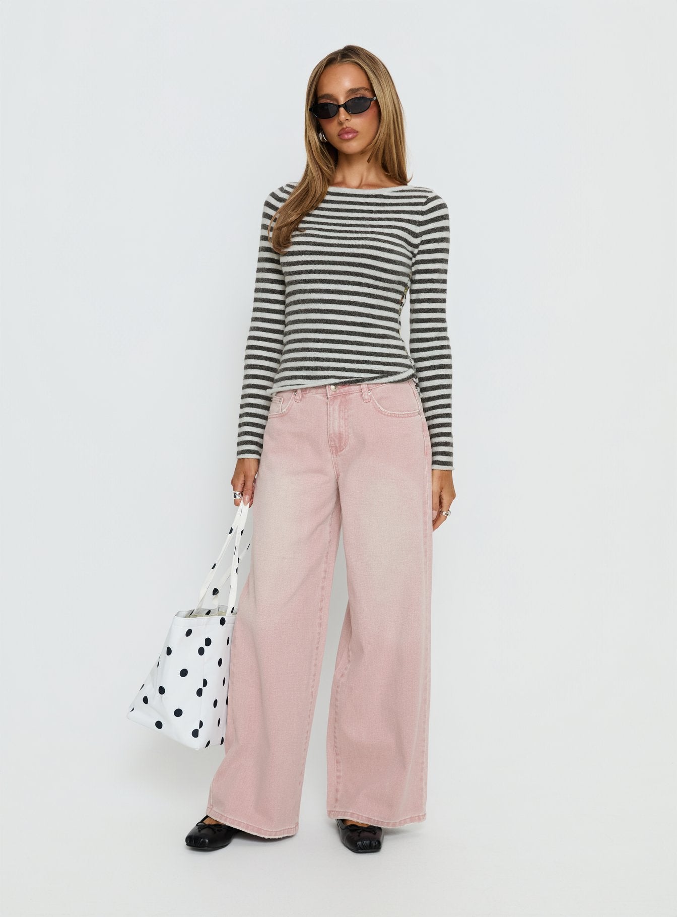 Lucky Dip Mid Rise Straight Leg Jeans Washed Pink - Image 3