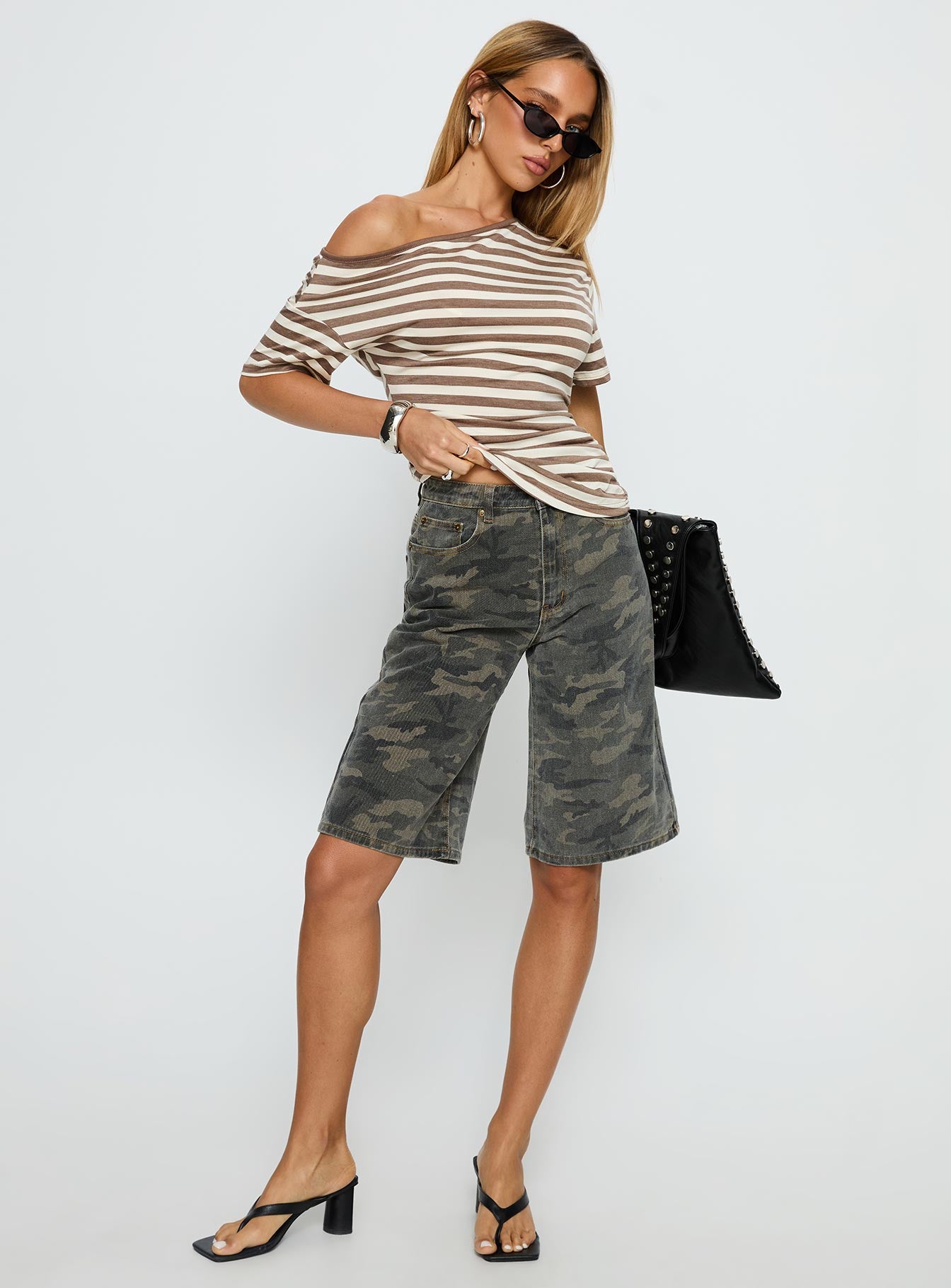Tag Longline Denim Jorts Washed Camo - Image 3