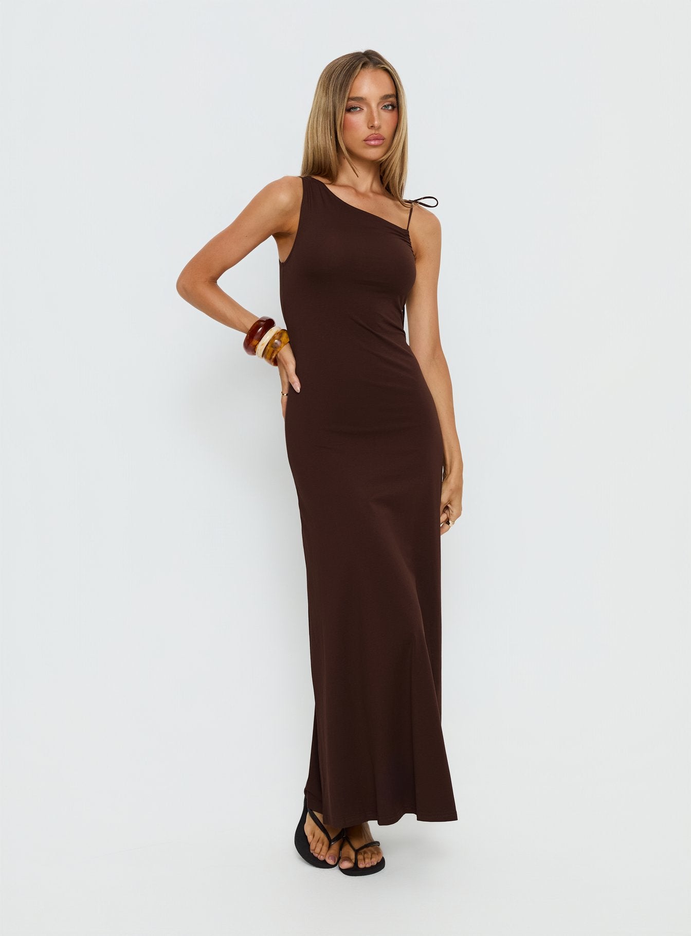 Lorinna Tie Shoulder Maxi Dress Brown - Image 2
