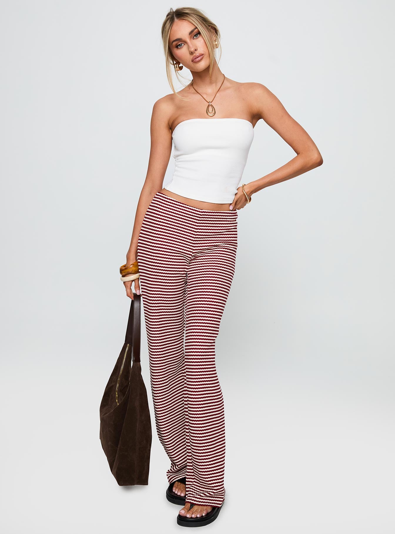 Next To Me Lounge Pant Red / White Stripe - Image 3