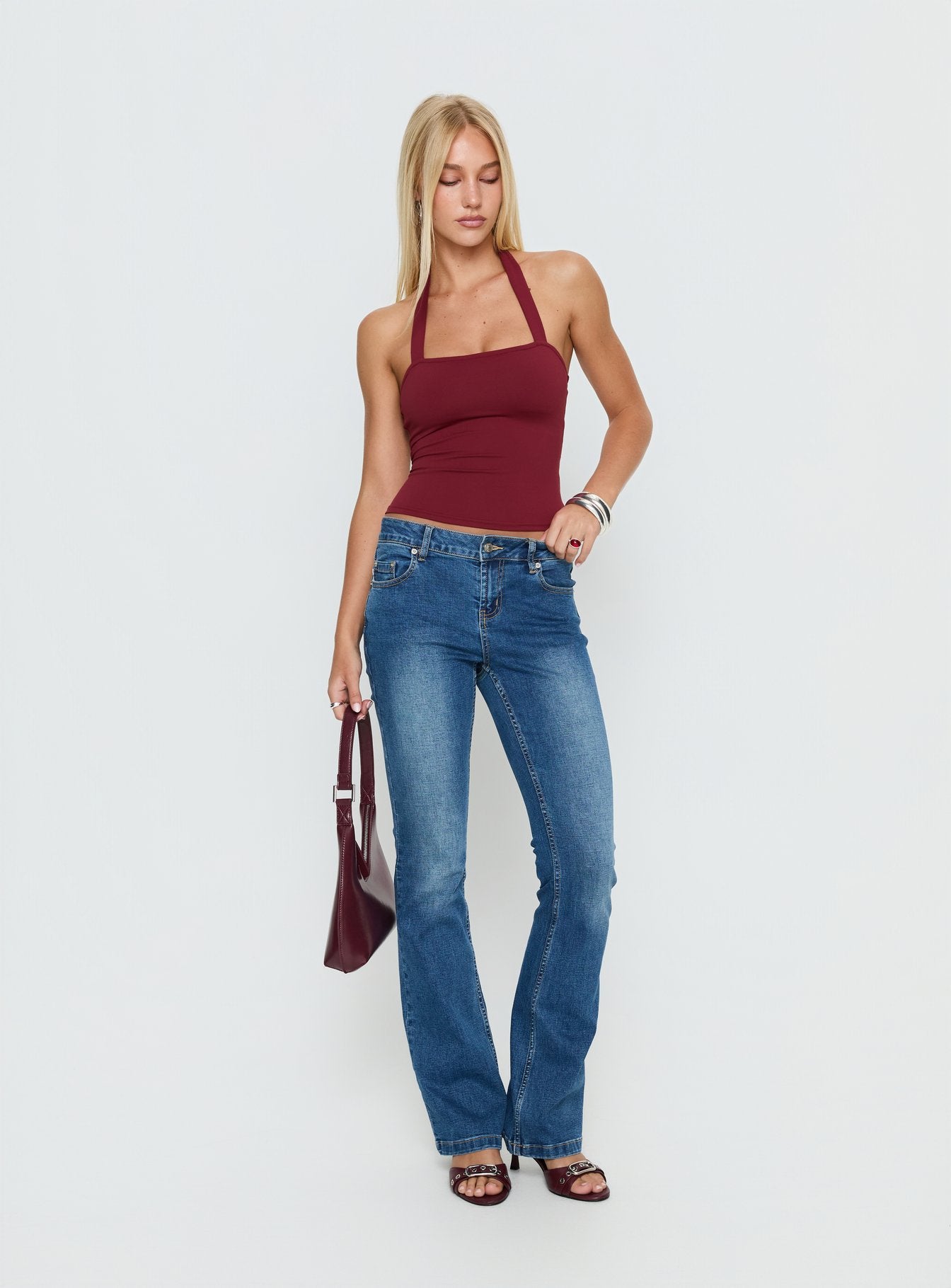 Ghisella Square Neck Halter Top Cherry - Image 3